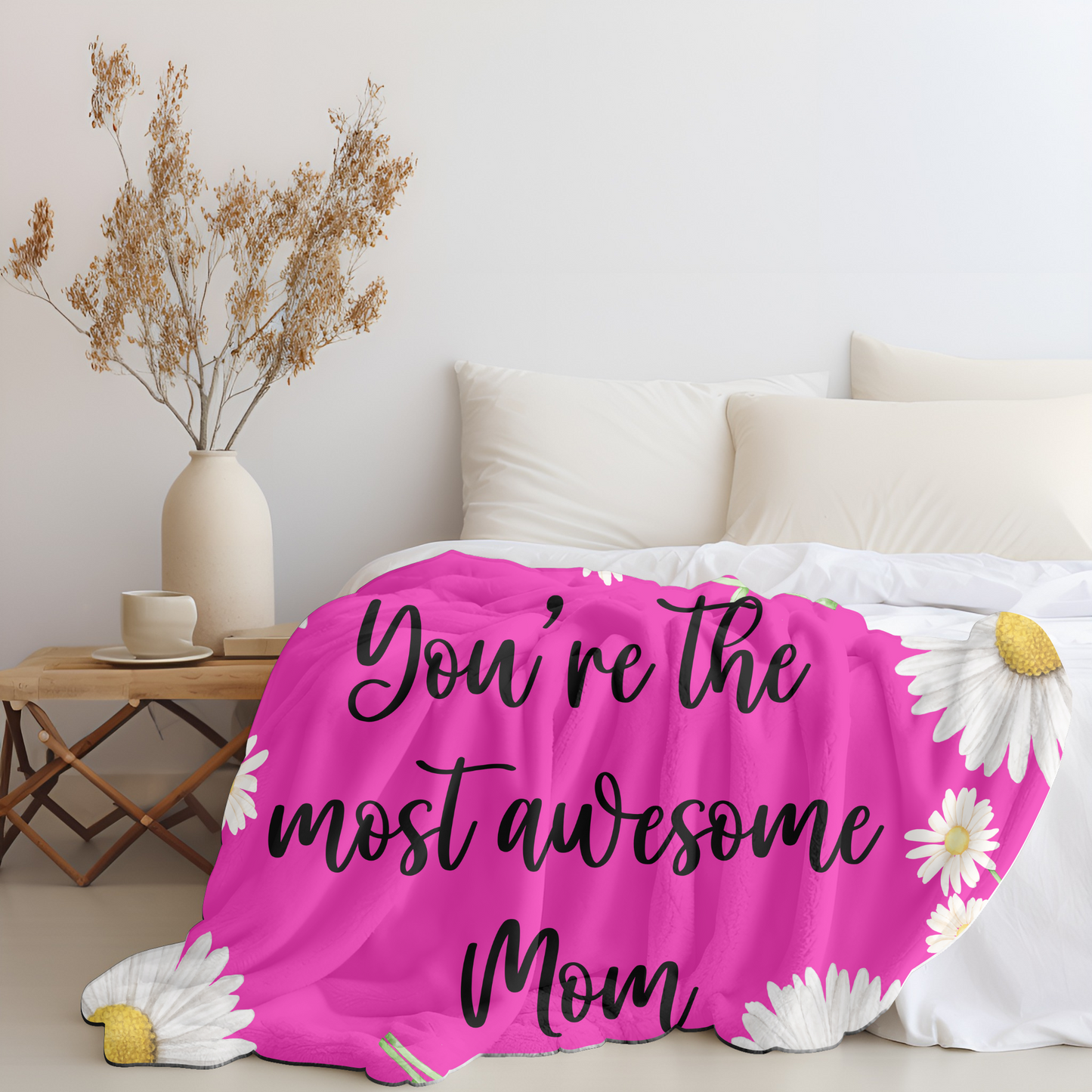 Embrace of Love: 2-in-1 The Custom and Personalized Daisy Blanket for Mom