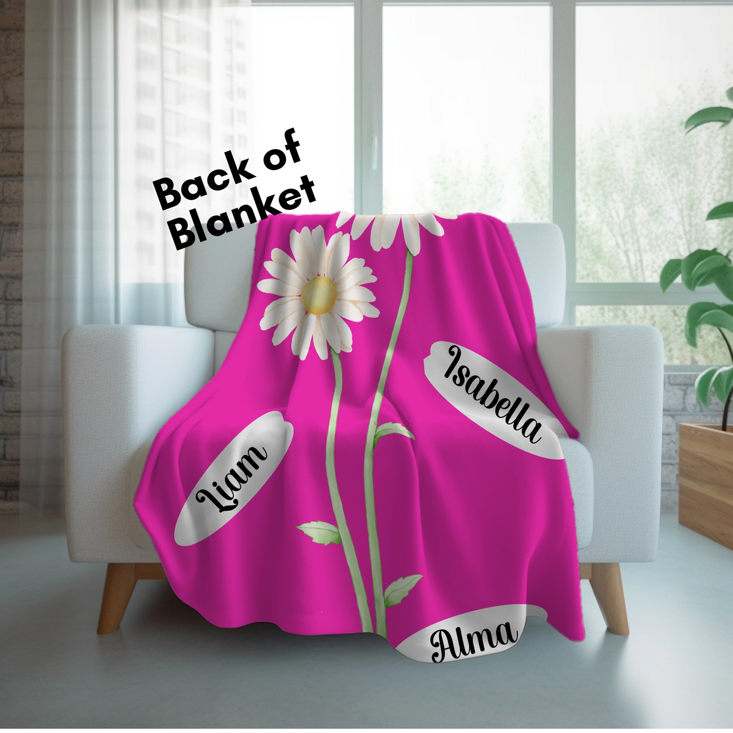Embrace of Love: 2-in-1 The Custom and Personalized Daisy Blanket for Mom