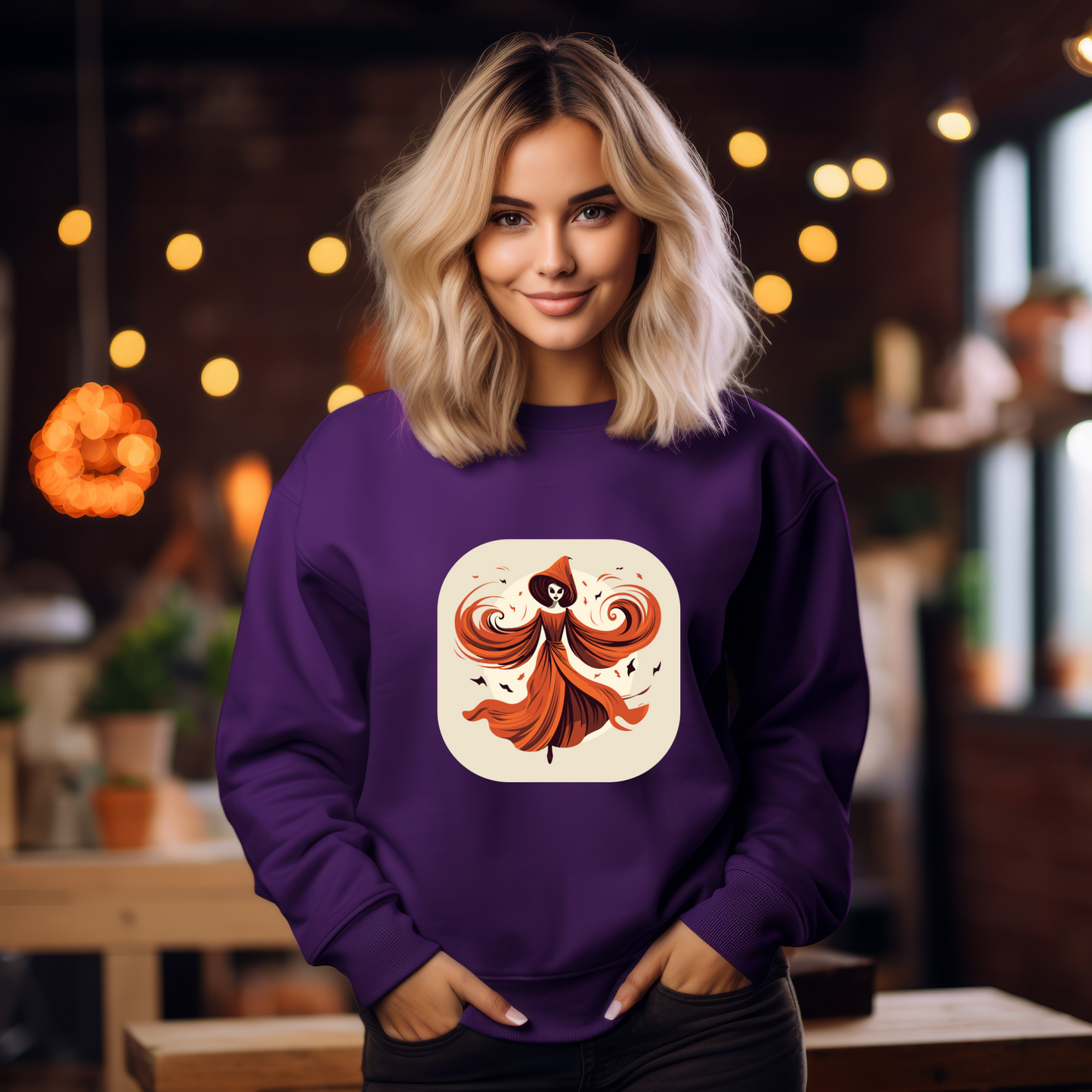 Explore our bewitching collection of Halloween sweatshirts, showcasing the mysterious allure of a vintage ghost on the front.