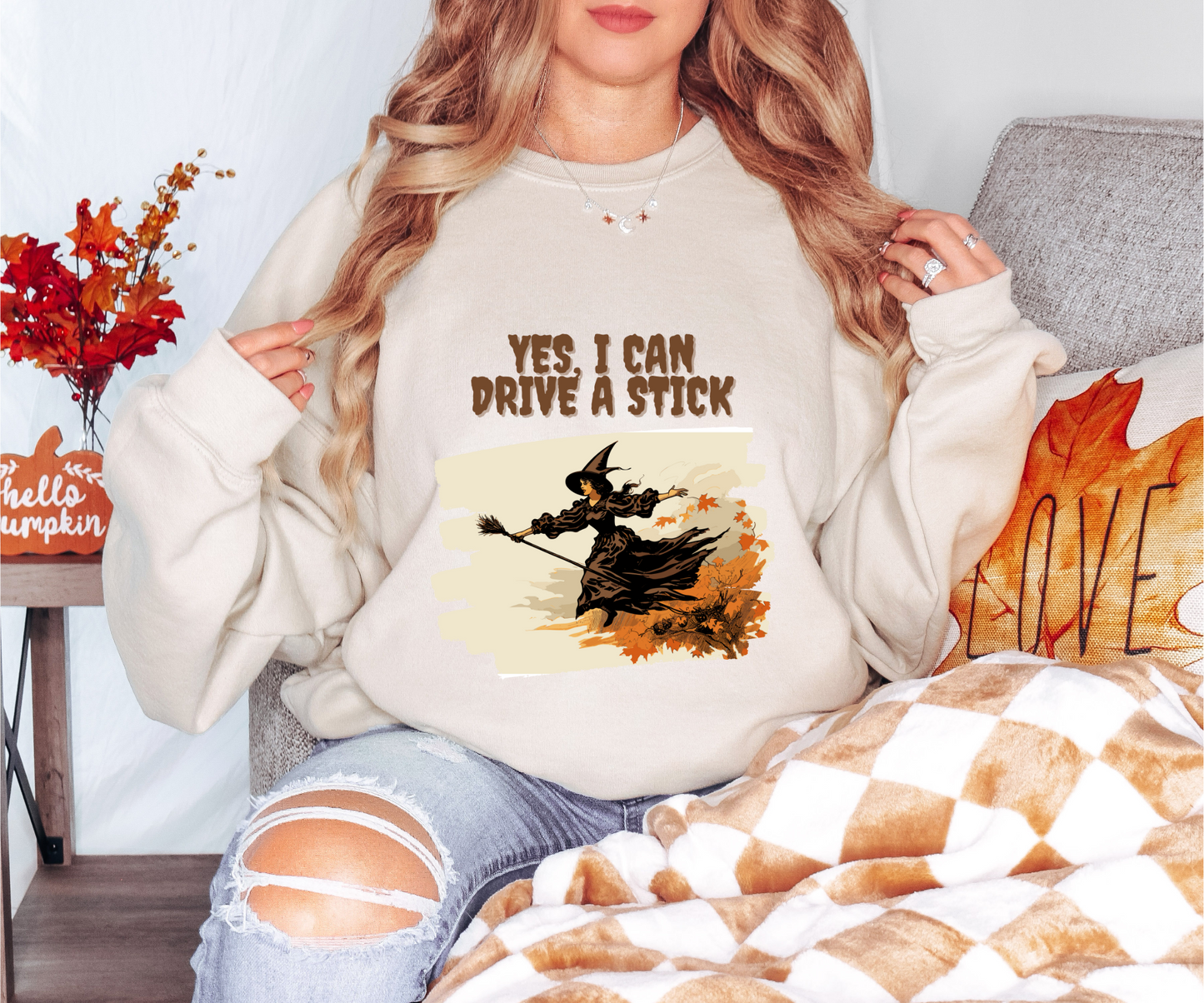 Explore our bewitching collection of Halloween sweatshirts, showcasing the mysterious allure of a witch on the front.