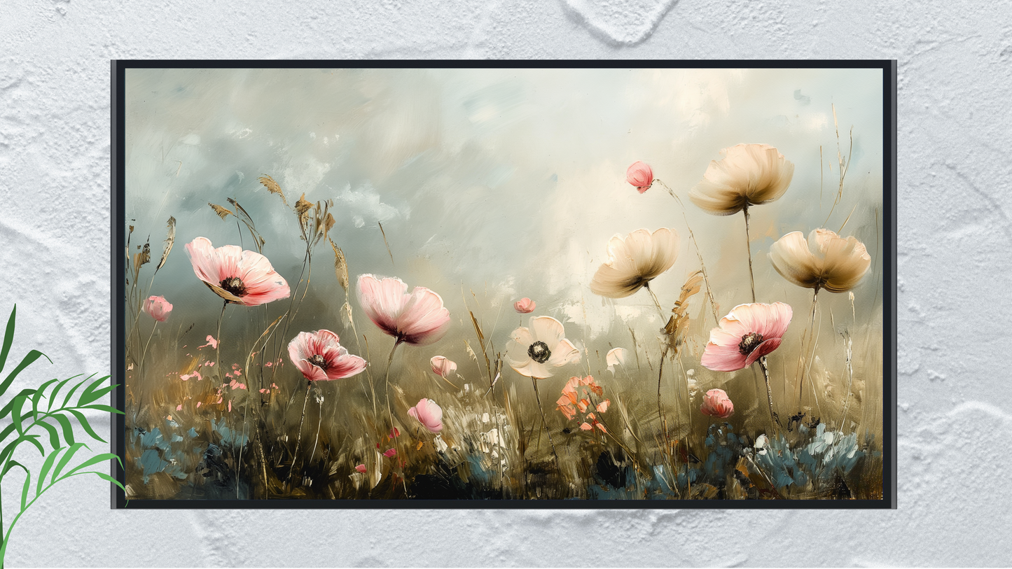 Vintage Vistas: Transform Your TV into a Textured Masterpiece. Frame TV Spring Art, Vintage Floral Digital Download Art File, Floral Fields TV Art, Summer Floral Art for Frame TV