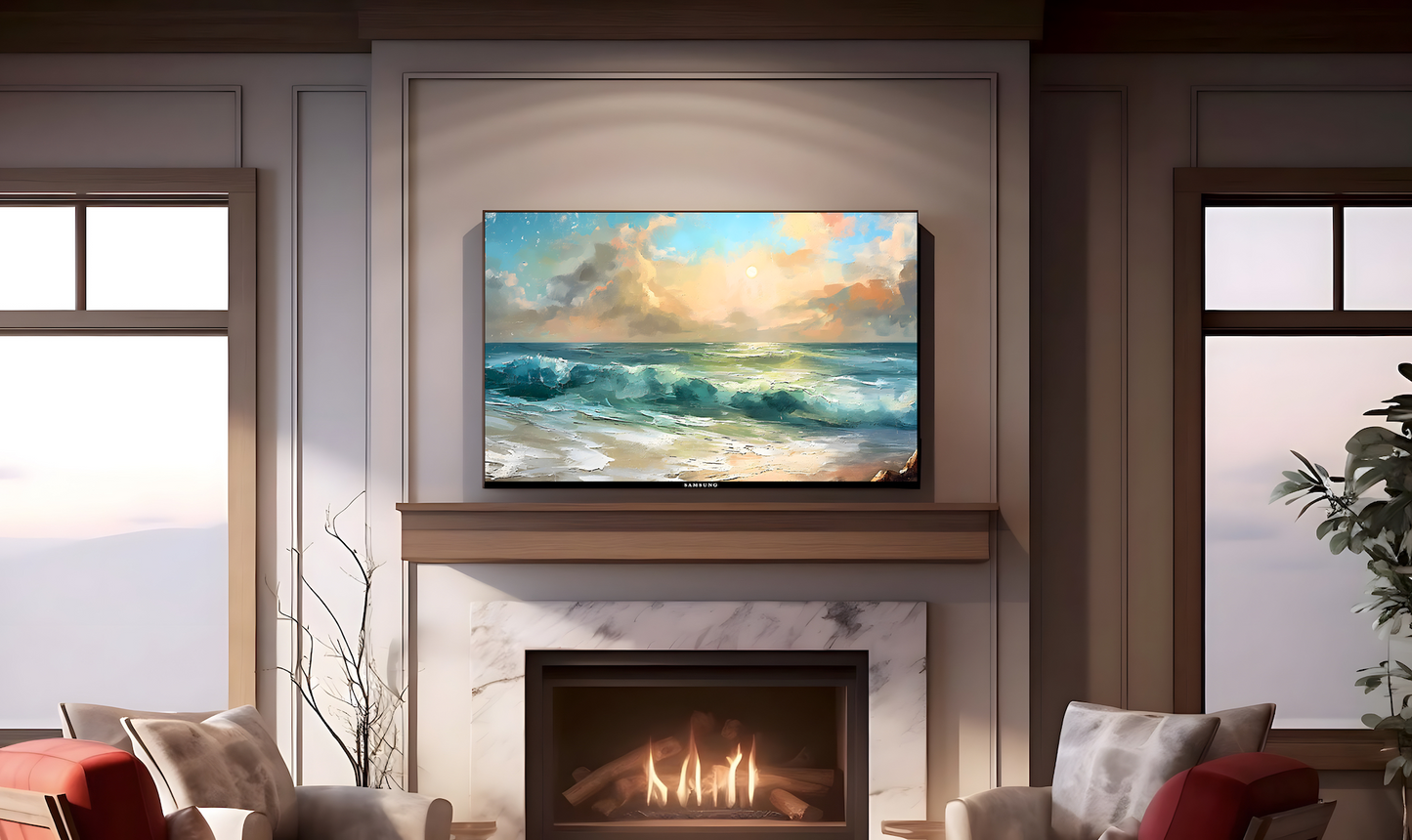 Vintage Vistas: Transform Your TV into a Textured Masterpiece. Frame TV Ocean Art, Vintage Ocean Digital Download Art File, Ocean TV Art Frame, Ocean Art for Frame TV