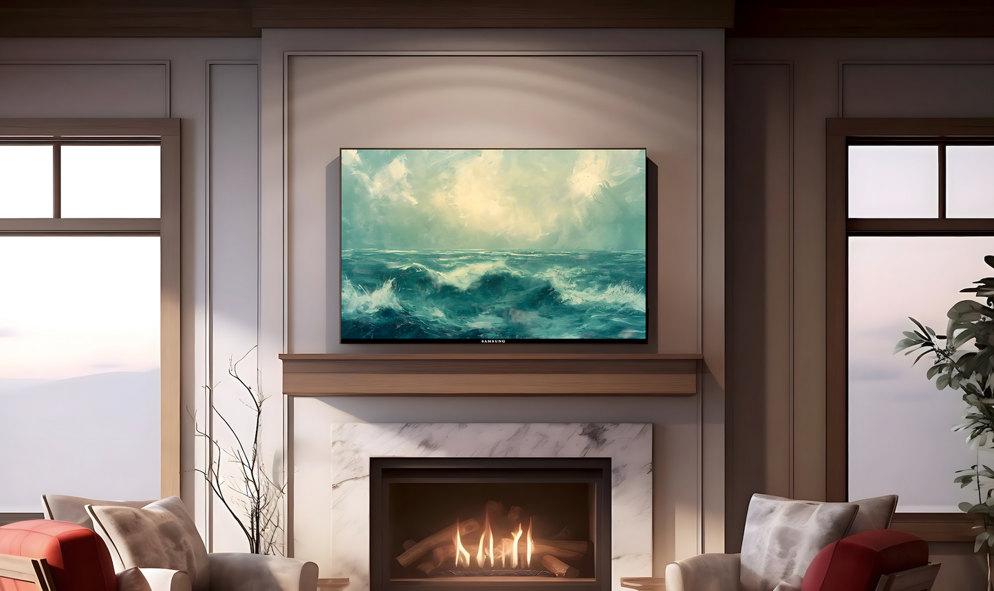 Vintage Vistas: Transform Your TV into a Textured Masterpiece. Frame TV Ocean Art, Vintage Ocean Digital Download Art File, Ocean TV Art Frame, Ocean Art for Frame TV