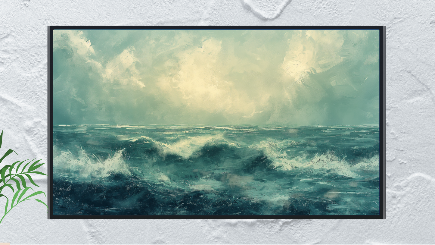 Vintage Vistas: Transform Your TV into a Textured Masterpiece. Frame TV Ocean Art, Vintage Ocean Digital Download Art File, Ocean TV Art Frame, Ocean Art for Frame TV