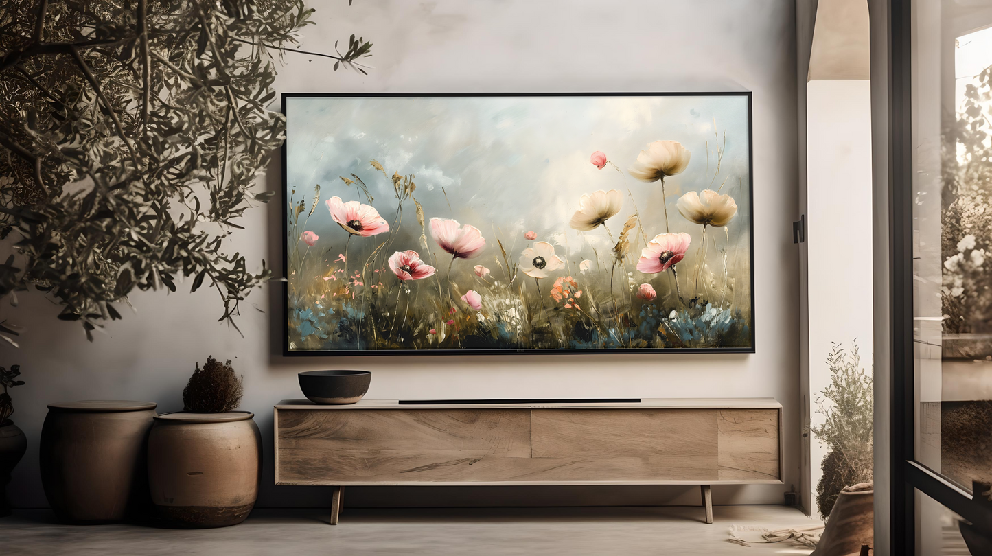 Vintage Vistas: Transform Your TV into a Textured Masterpiece. Frame TV Spring Art, Vintage Floral Digital Download Art File, Floral Fields TV Art, Summer Floral Art for Frame TV