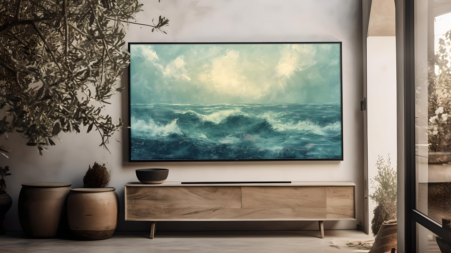 Vintage Vistas: Transform Your TV into a Textured Masterpiece. Frame TV Ocean Art, Vintage Ocean Digital Download Art File, Ocean TV Art Frame, Ocean Art for Frame TV