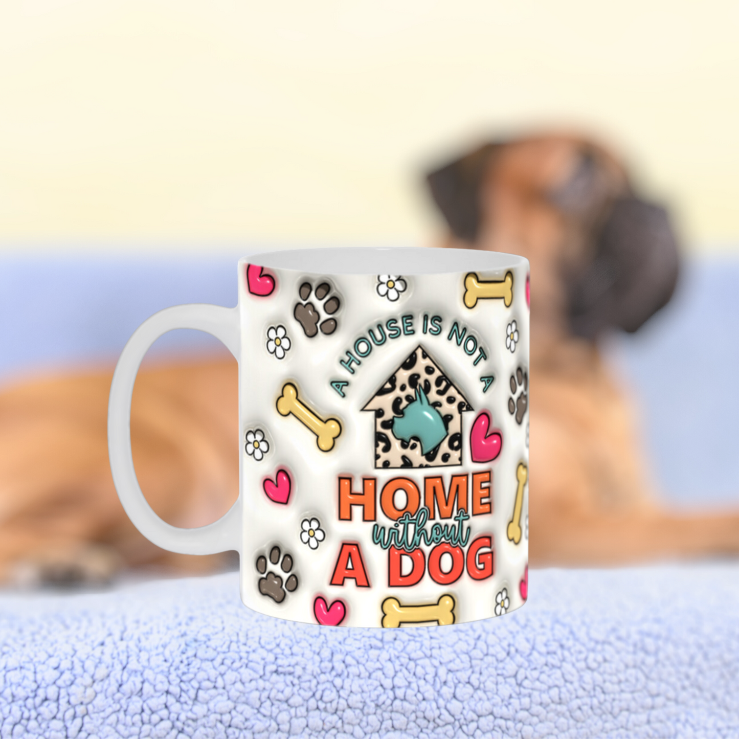 Paws & Love: Inflated Ceramic Mug Collection – “A house is not a home without a dog”
