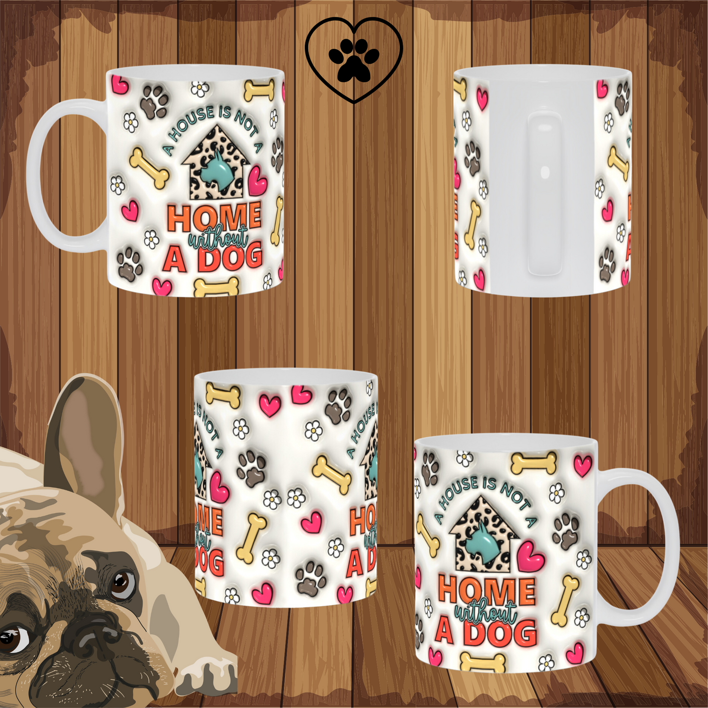Paws & Love: Inflated Ceramic Mug Collection – “A house is not a home without a dog”