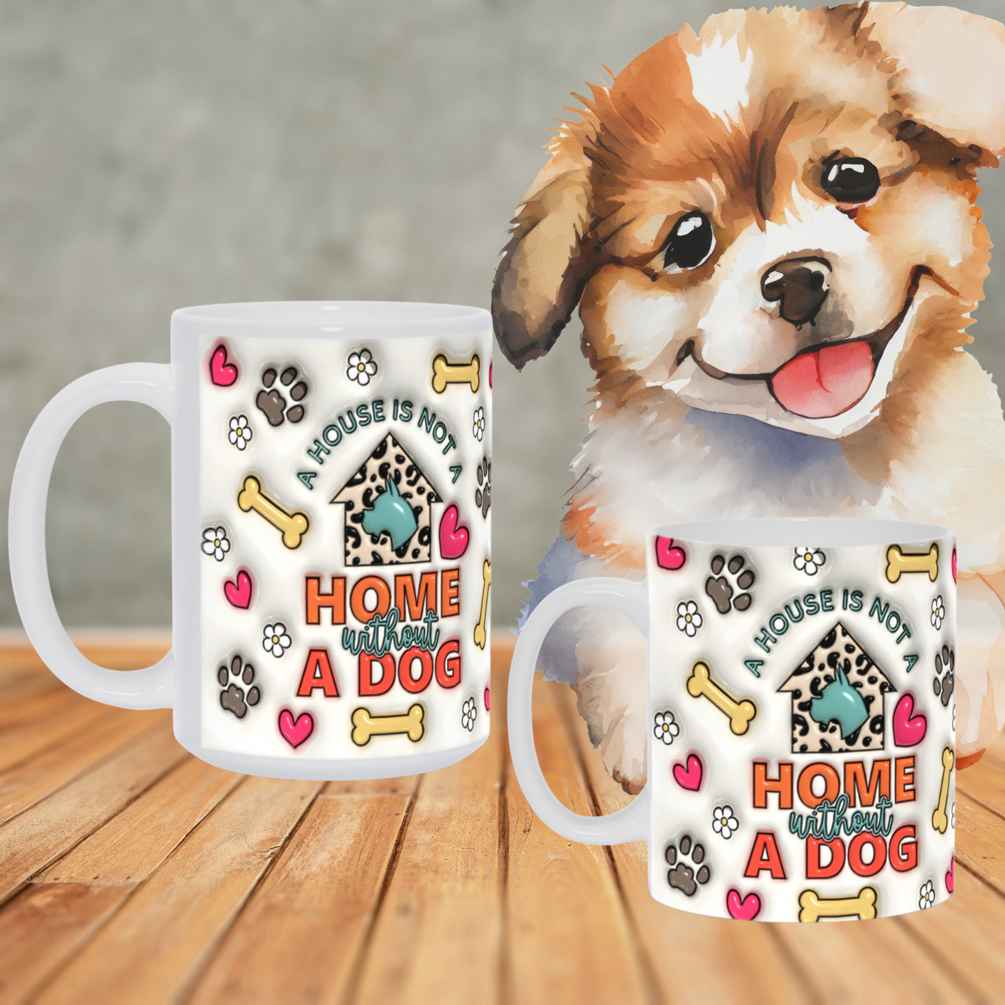 Paws & Love: Inflated Ceramic Mug Collection – “A house is not a home without a dog”