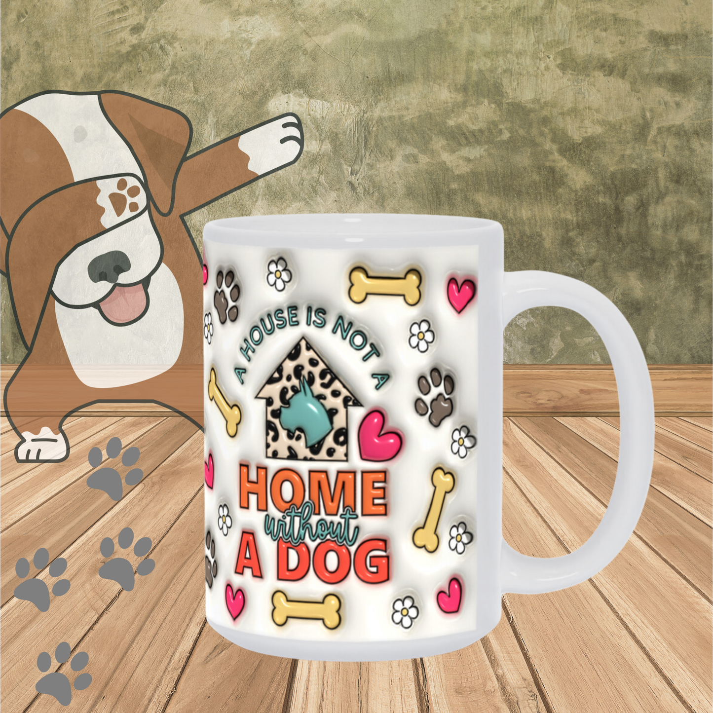 Paws & Love: Inflated Ceramic Mug Collection – “A house is not a home without a dog”