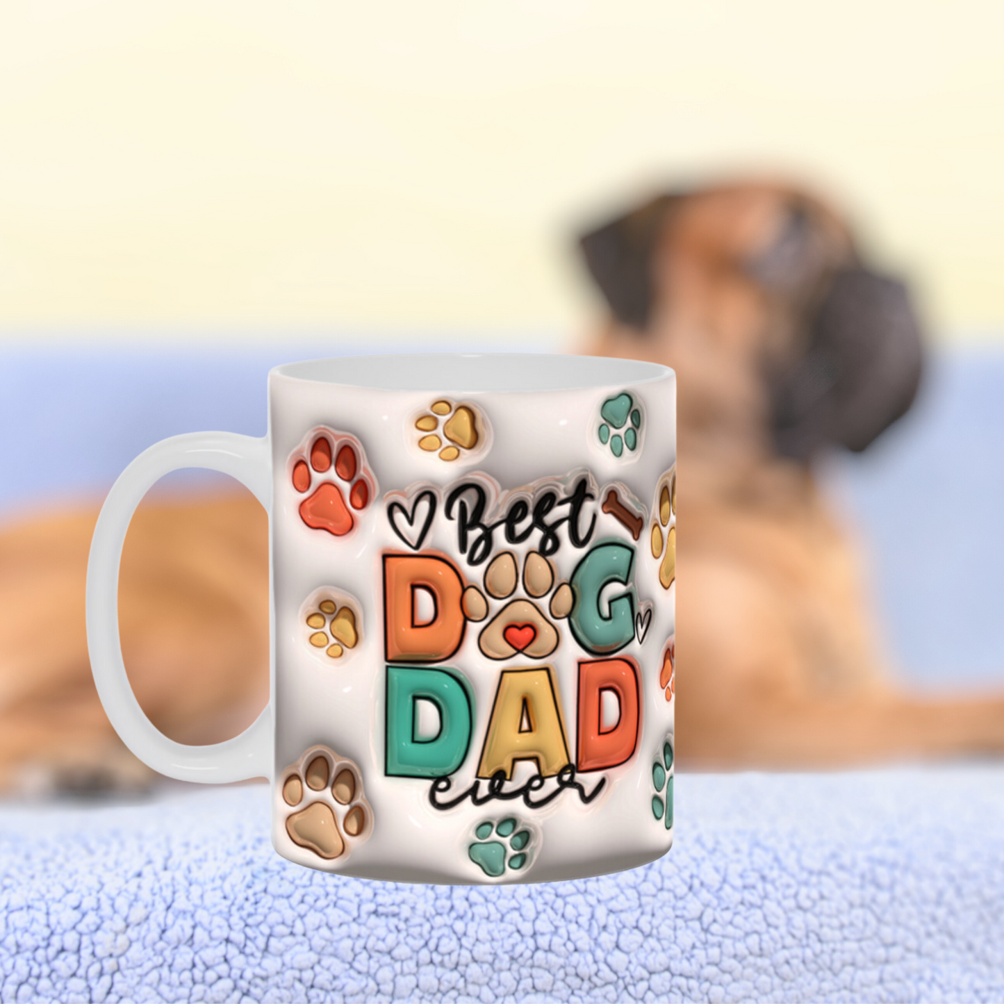 Paws & Love: Inflated Ceramic Mug Collection – “Best Dog Dad Ever”.
