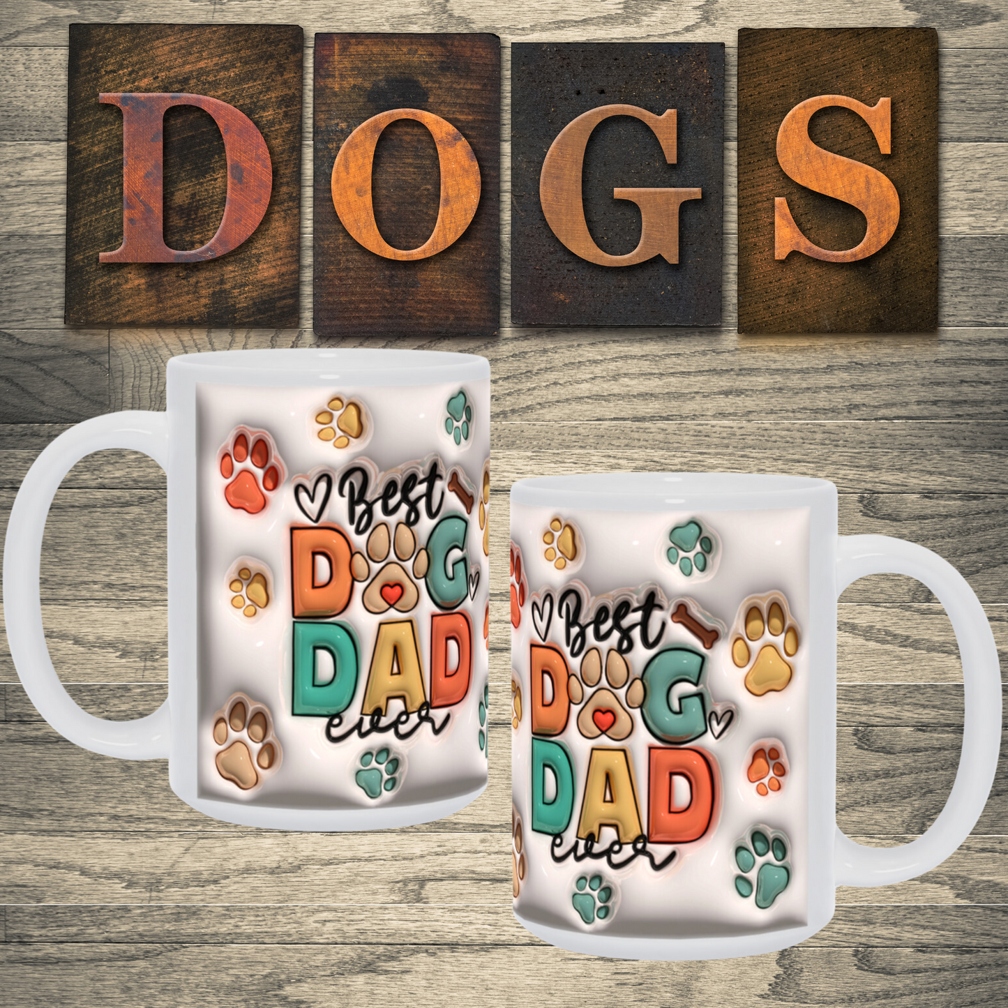 Paws & Love: Inflated Ceramic Mug Collection – “Best Dog Dad Ever”.
