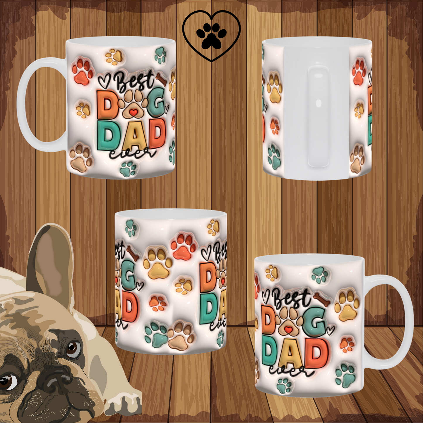 Paws & Love: Inflated Ceramic Mug Collection – “Best Dog Dad Ever”.