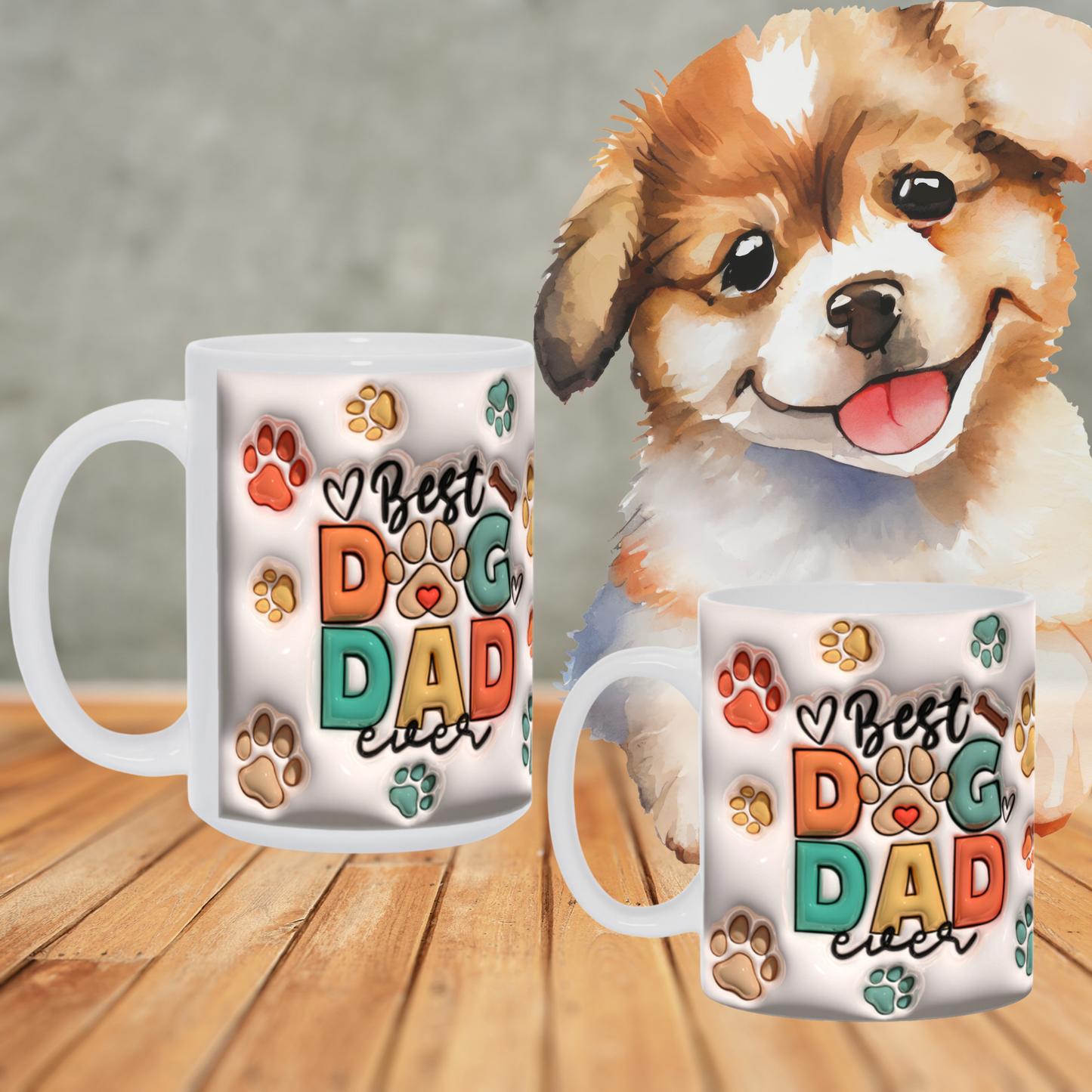 Paws & Love: Inflated Ceramic Mug Collection – “Best Dog Dad Ever”.