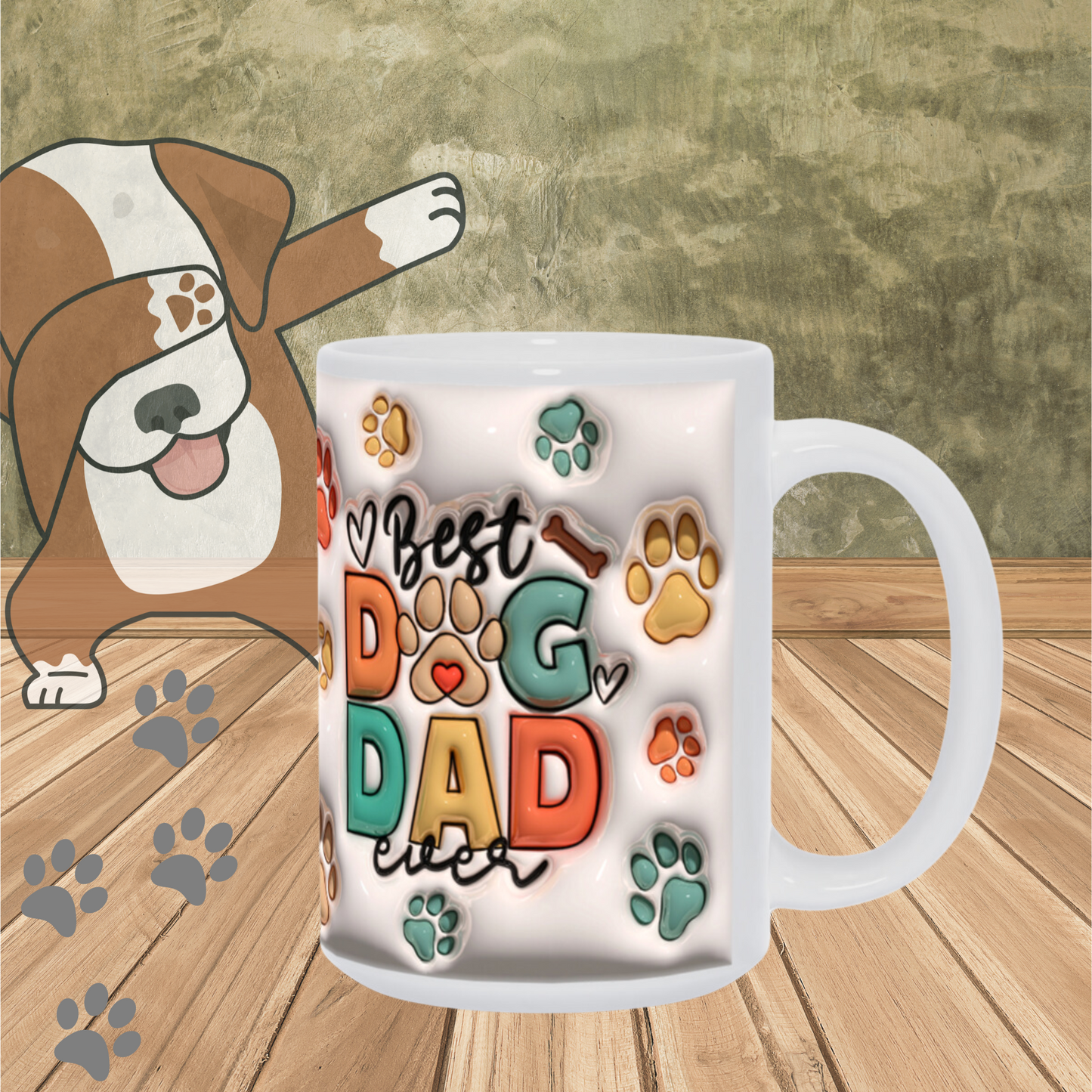 Paws & Love: Inflated Ceramic Mug Collection – “Best Dog Dad Ever”.
