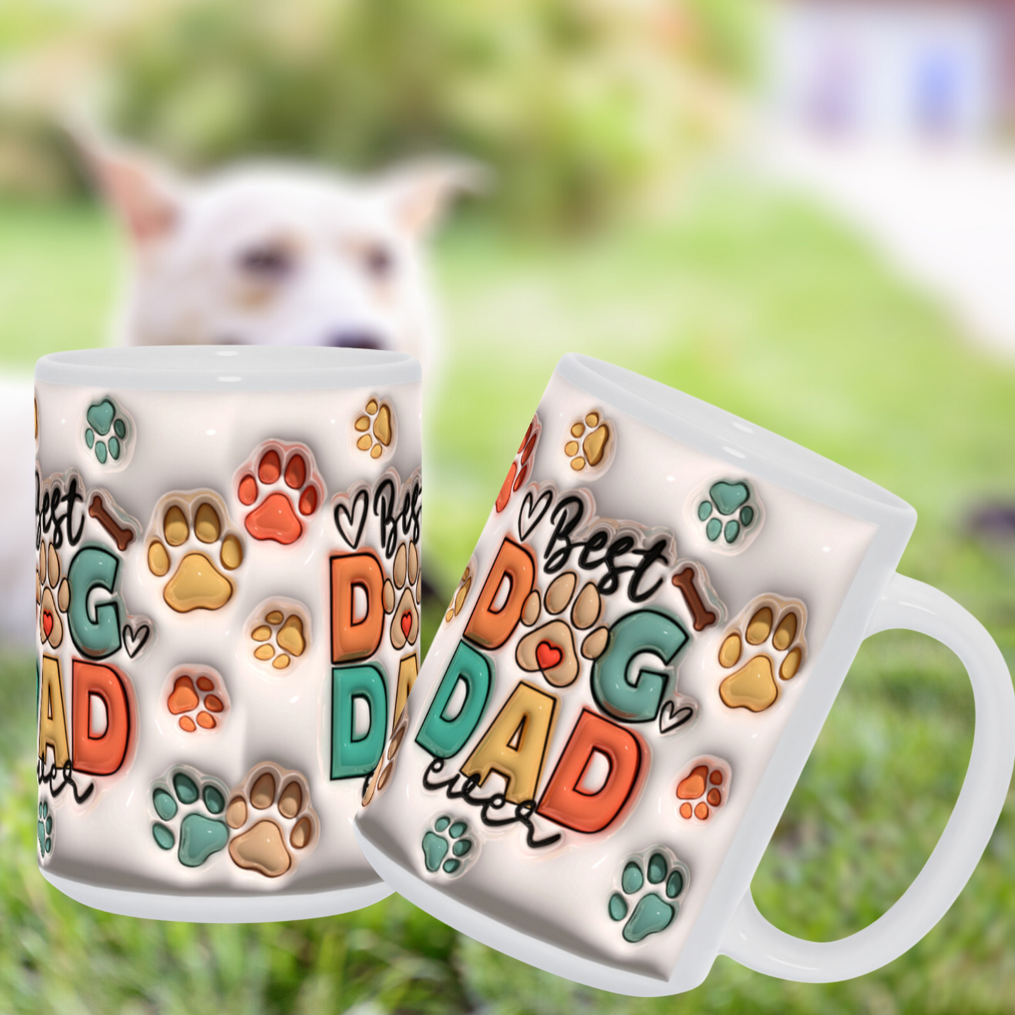 Paws & Love: Inflated Ceramic Mug Collection – “Best Dog Dad Ever”.