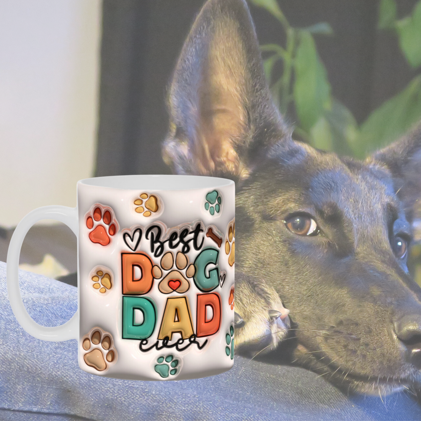Paws & Love: Inflated Ceramic Mug Collection – “Best Dog Dad Ever”.