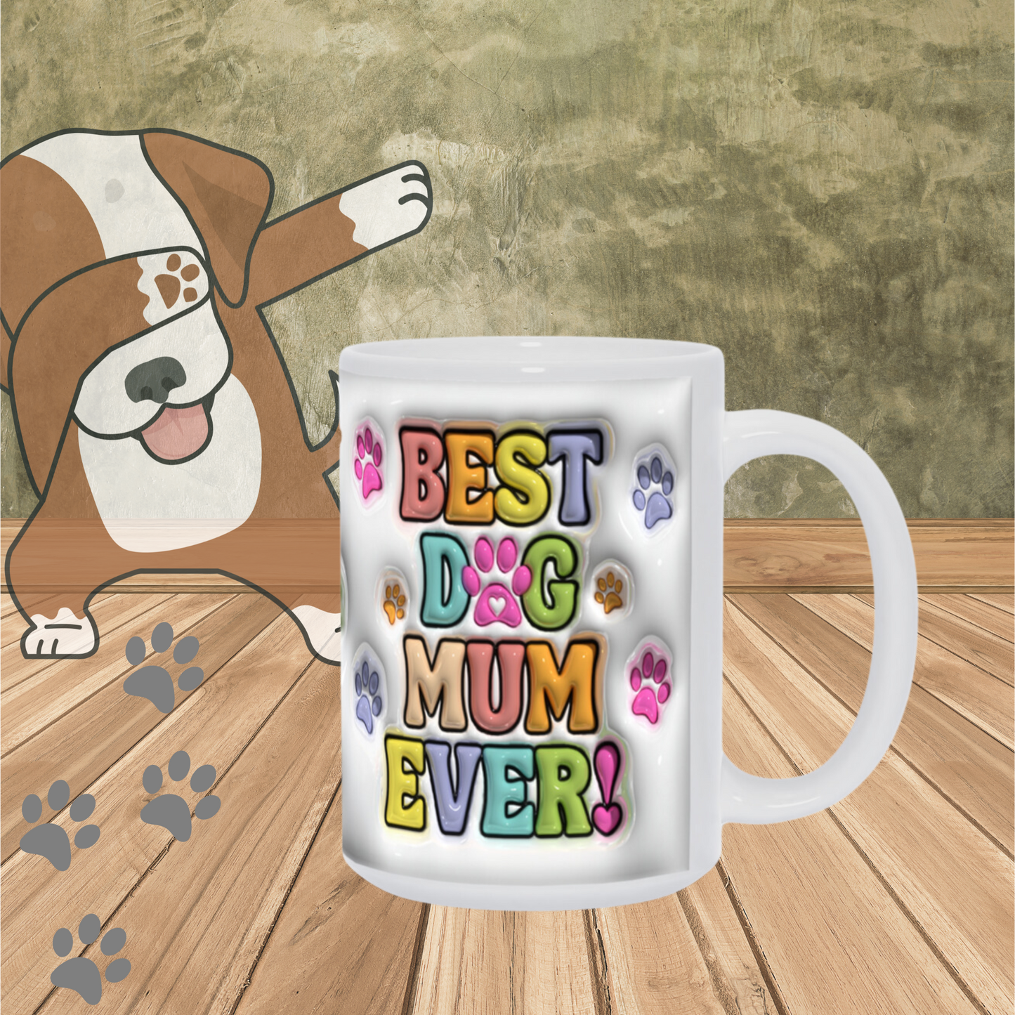 Paws & Love: Inflated Ceramic Mug Collection – “Best Dog Mum Ever”.
