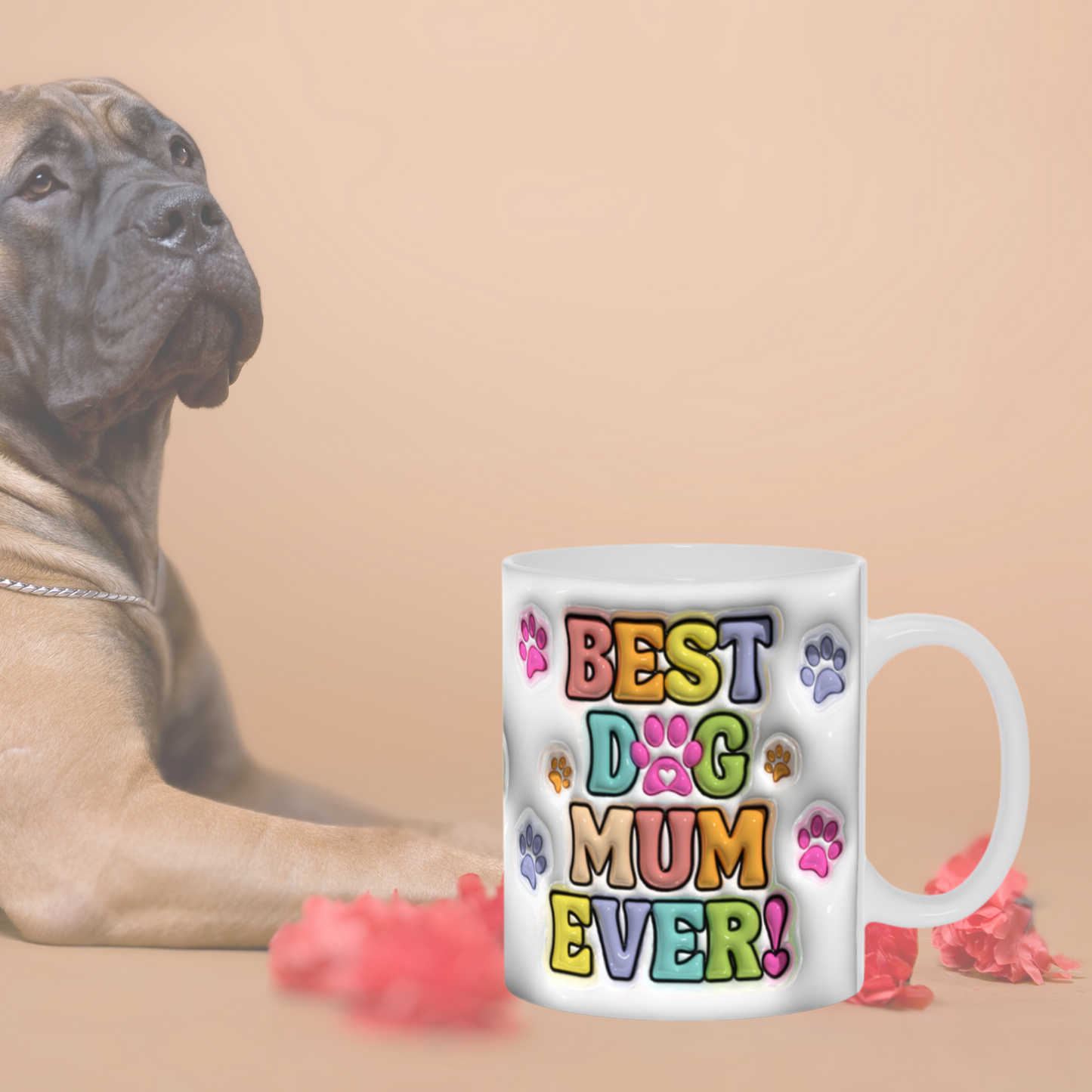 Paws & Love: Inflated Ceramic Mug Collection – “Best Dog Mum Ever”.
