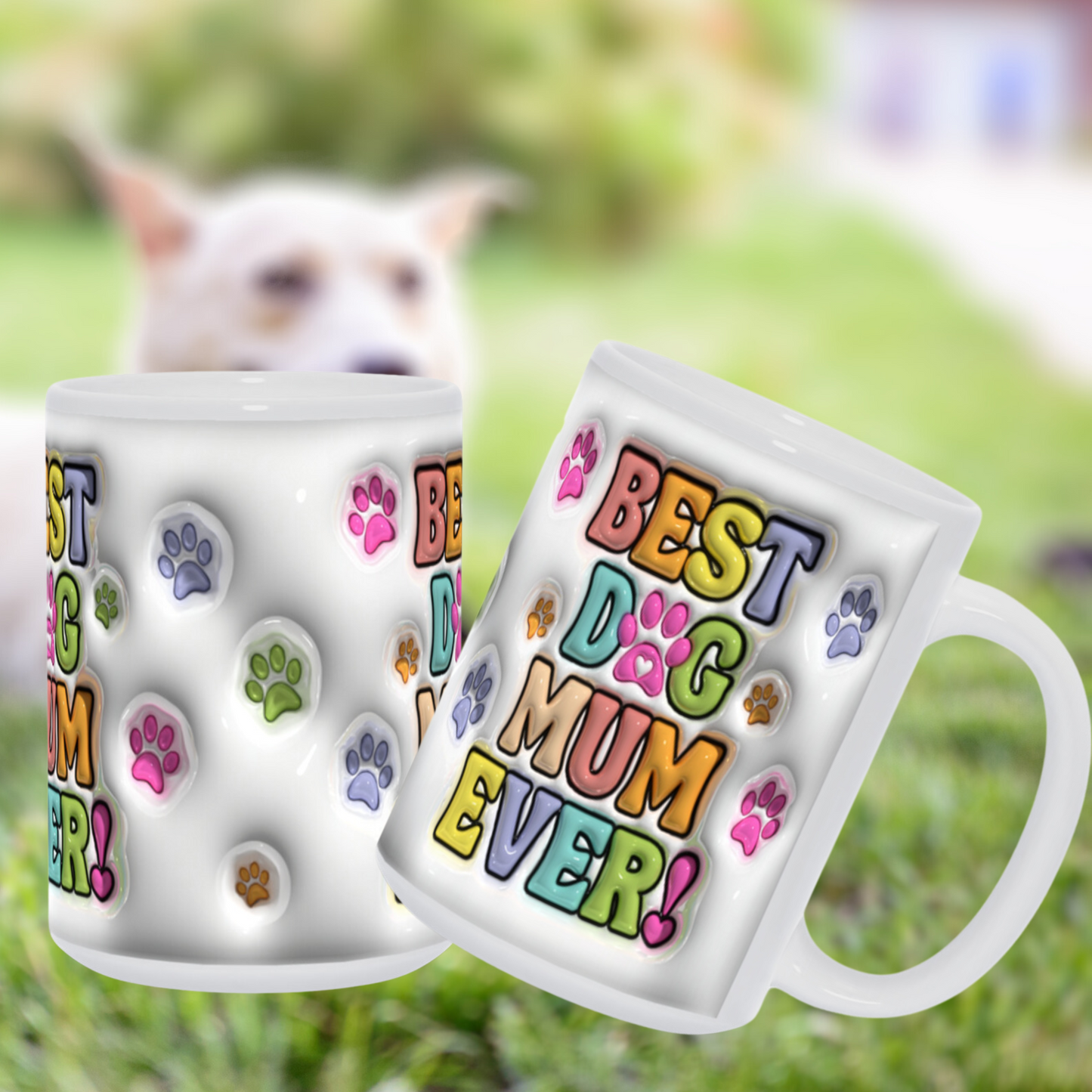 Paws & Love: Inflated Ceramic Mug Collection – “Best Dog Mum Ever”.