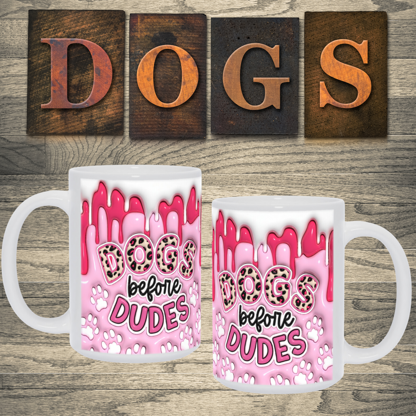 Paws & Love: Inflated Ceramic Mug Collection – “Dogs Before Dudes”.