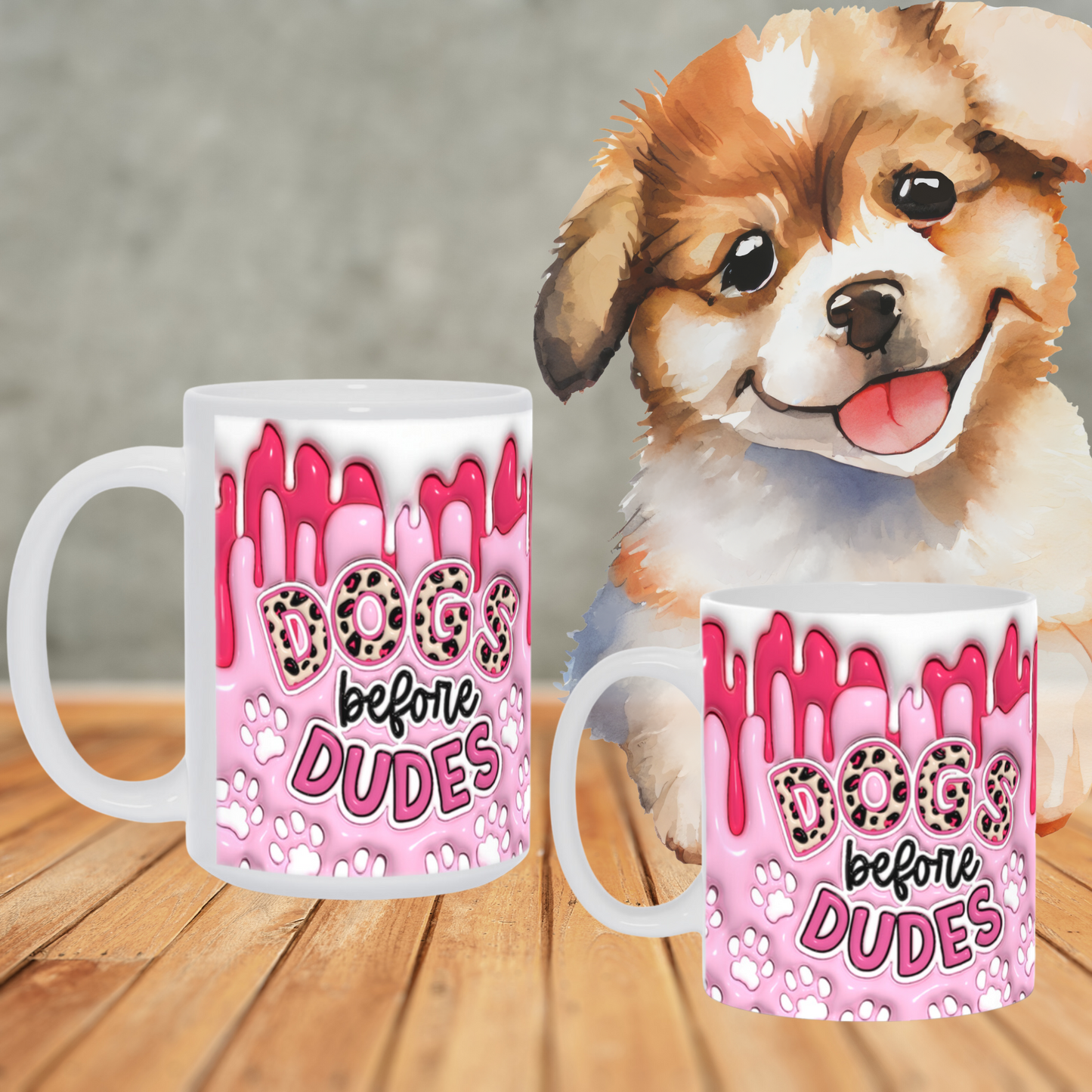 Paws & Love: Inflated Ceramic Mug Collection – “Dogs Before Dudes”.