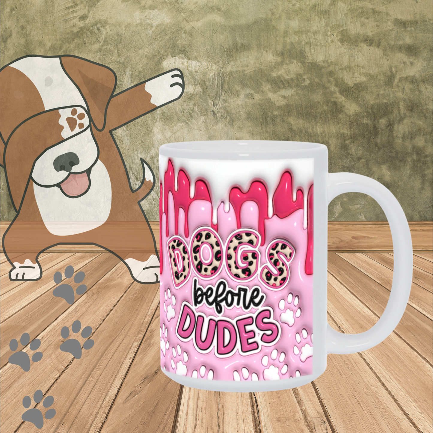 Paws & Love: Inflated Ceramic Mug Collection – “Dogs Before Dudes”.