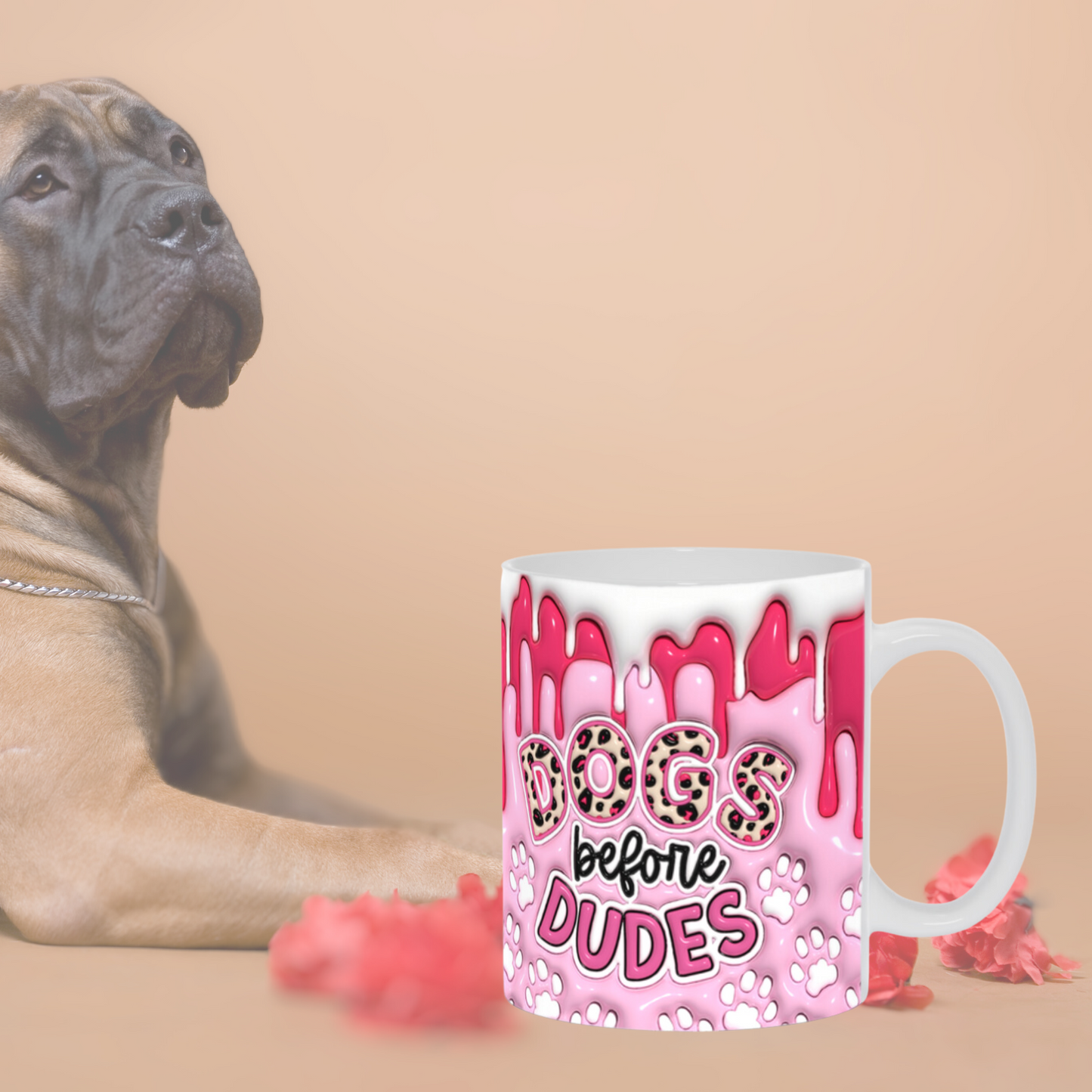 Paws & Love: Inflated Ceramic Mug Collection – “Dogs Before Dudes”.