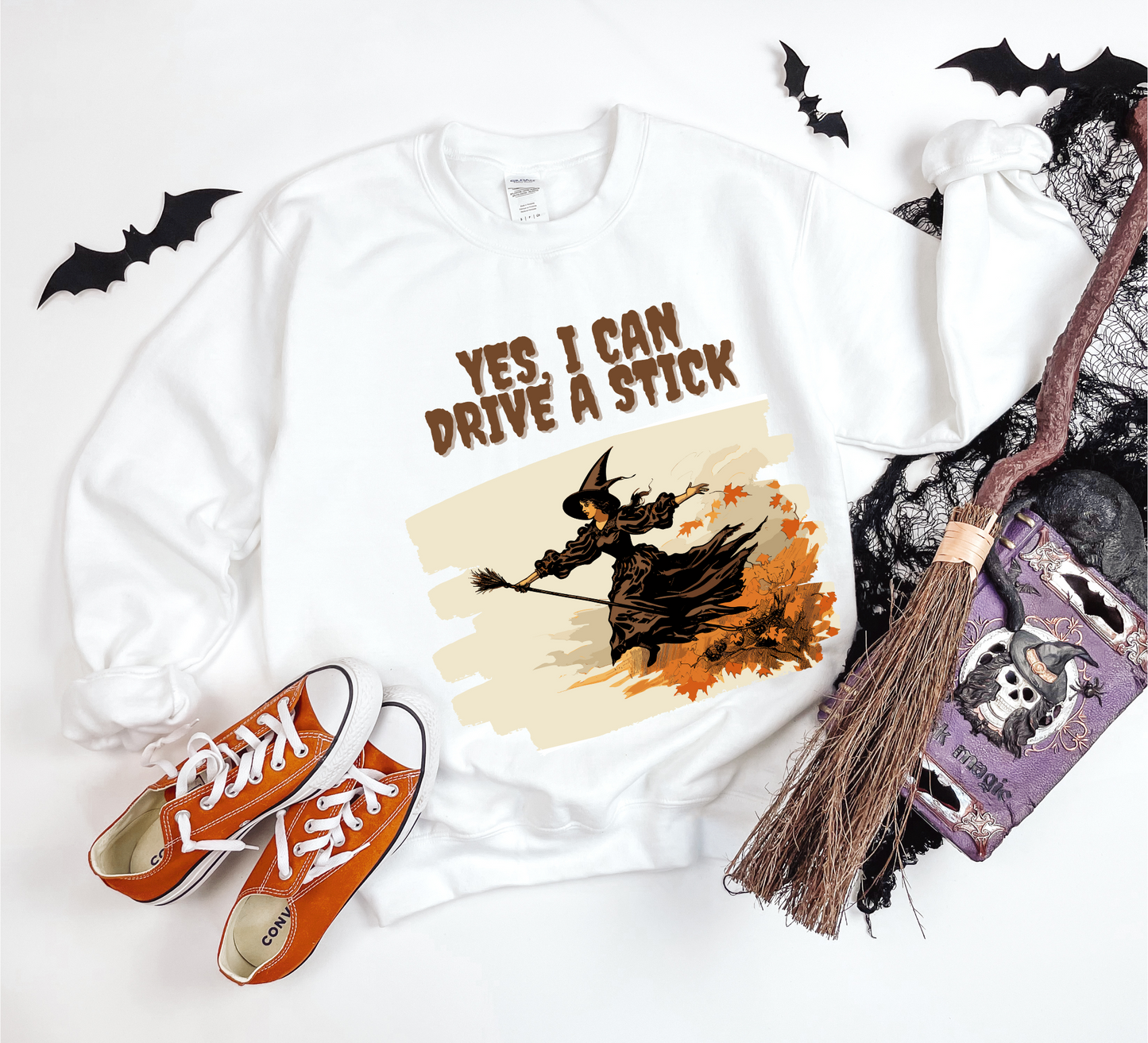 Explore our bewitching collection of Halloween sweatshirts, showcasing the mysterious allure of a witch on the front.
