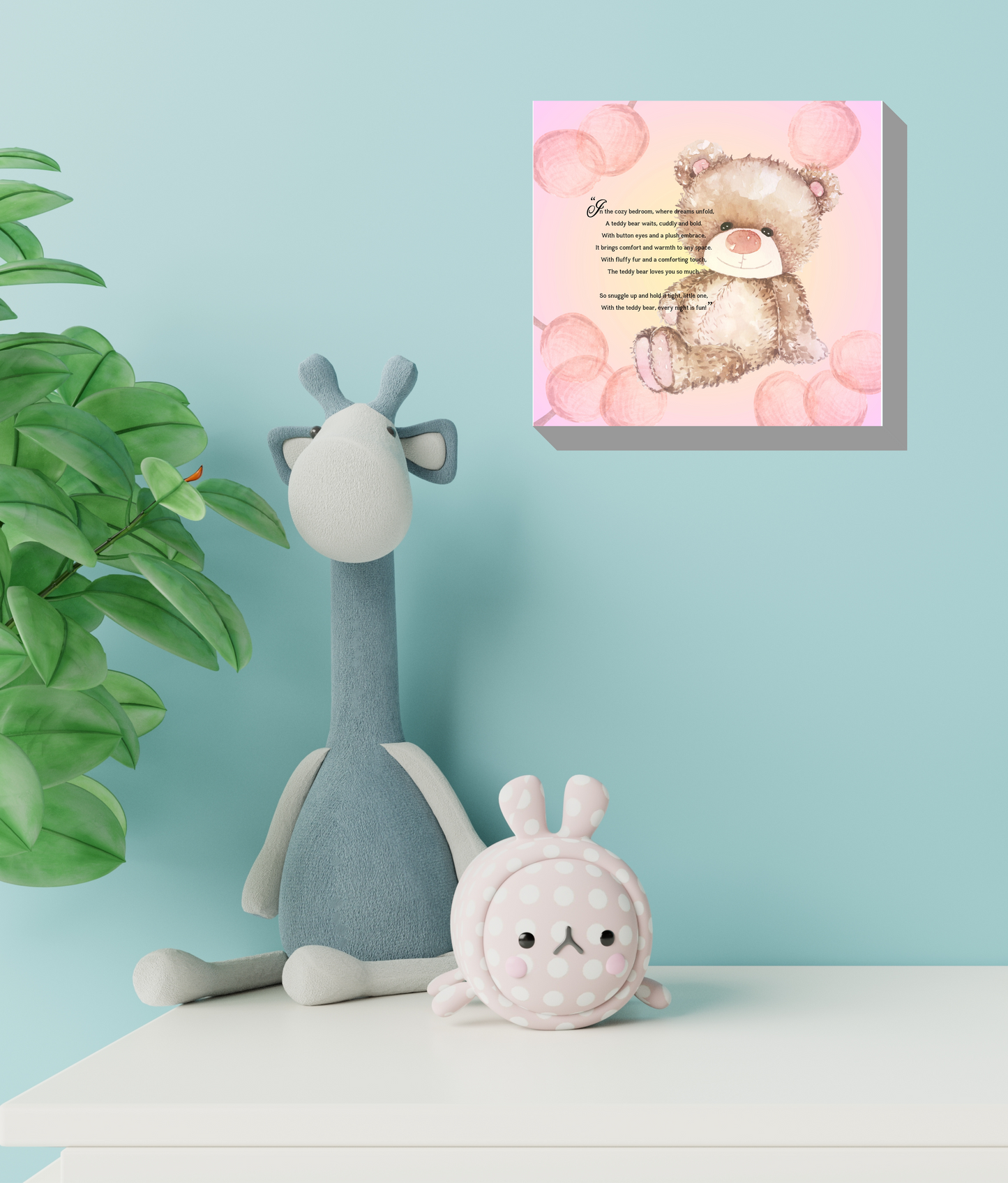 Whimsical Animal Rhyme Canvas Wraps: Colorful Stories for Kids' Spaces - Teddy Bear