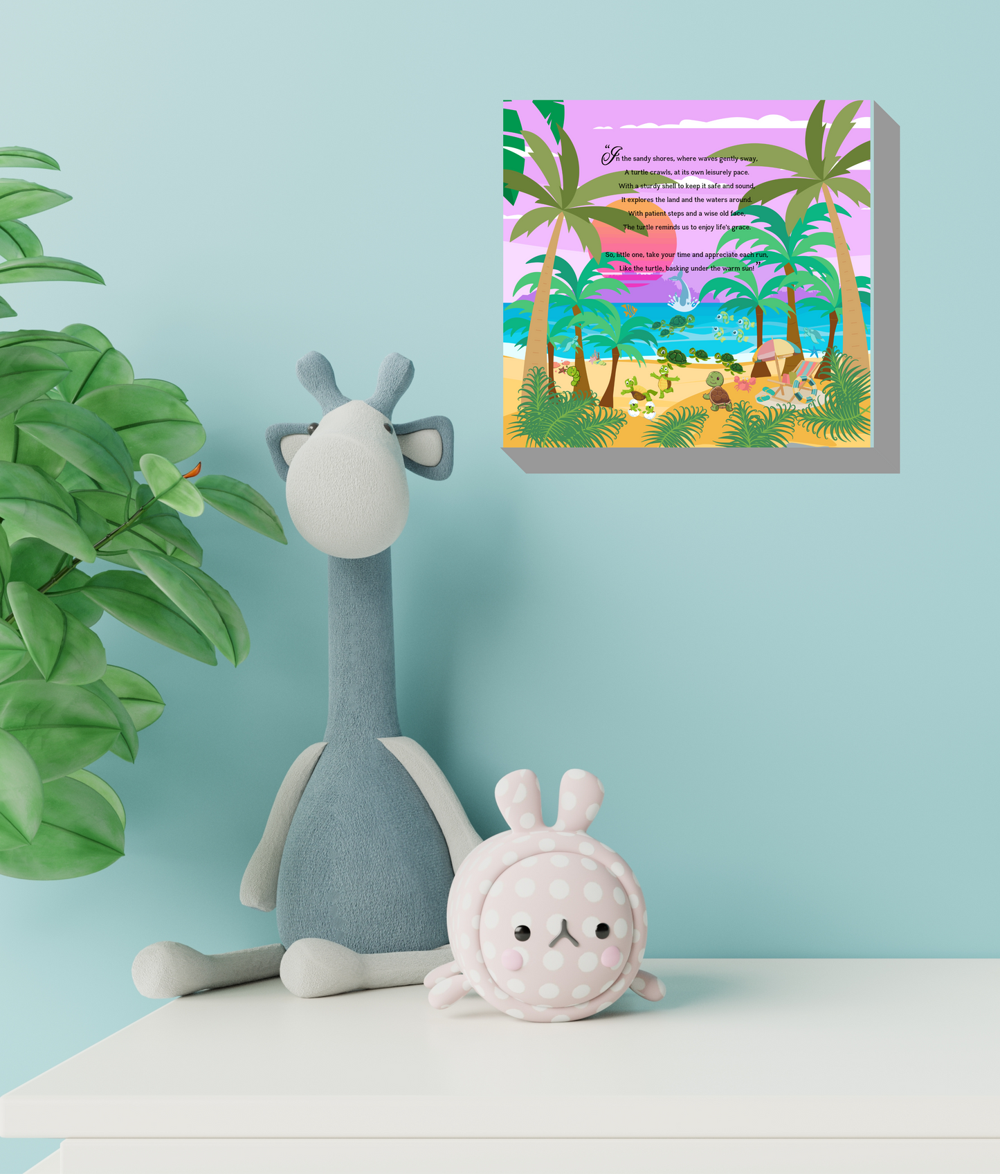 Whimsical Animal Rhyme Canvas Wraps: Colorful Stories for Kids' Spaces - Turtles