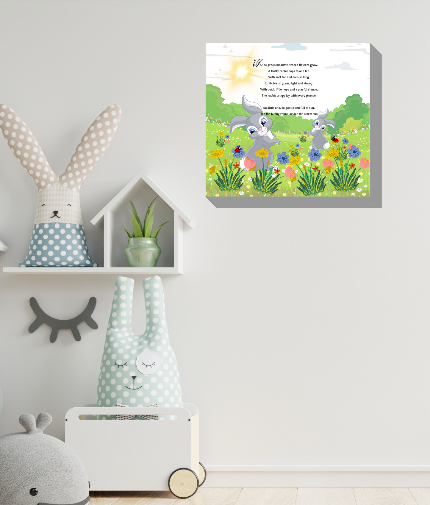Whimsical Animal Rhyme Canvas Wraps: Colorful Stories for Kids' Spaces - Rabbits
