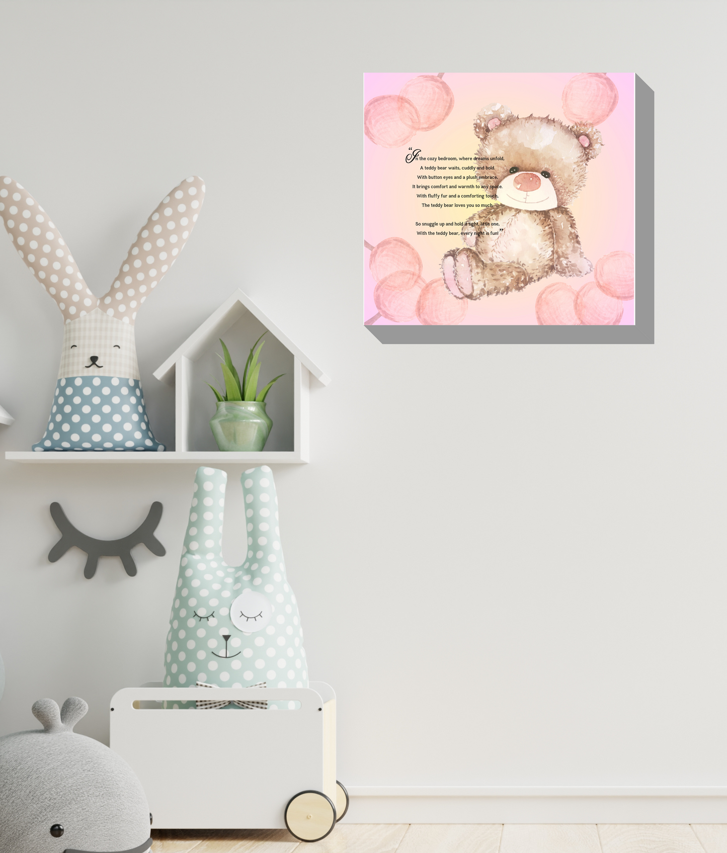 Whimsical Animal Rhyme Canvas Wraps: Colorful Stories for Kids' Spaces - Teddy Bear