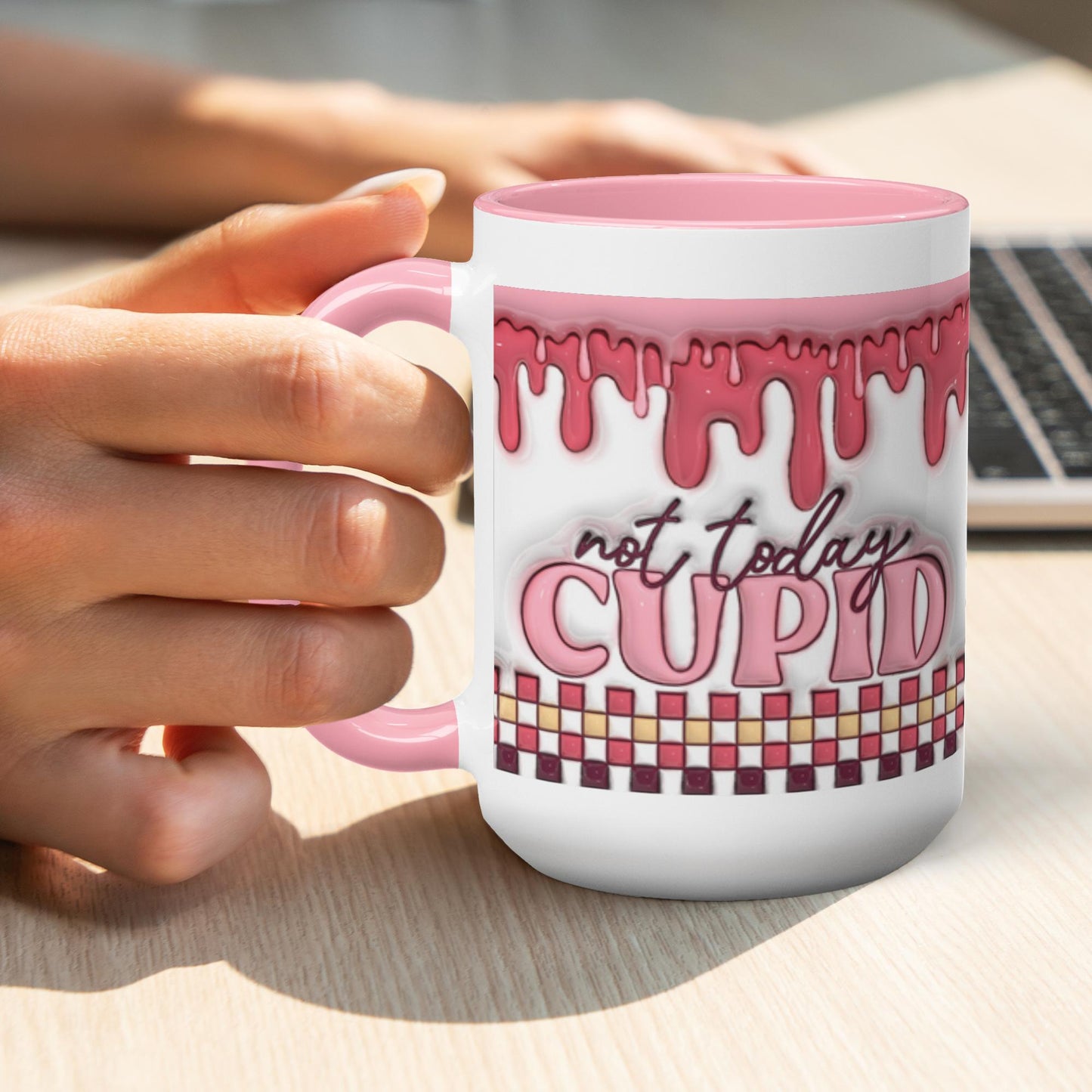 Love Unleashed: Not Today Cupid Valentine's Two-Tone Mugs - A Symphony of Colors on Glossy White Canvas, Sip Romance Daily!