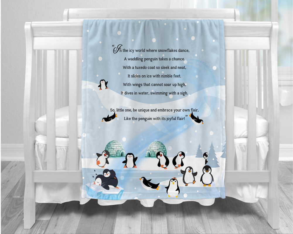 Introducing our adorable Penguin Minky Children's Blanket, the perfect Cuddle companion!