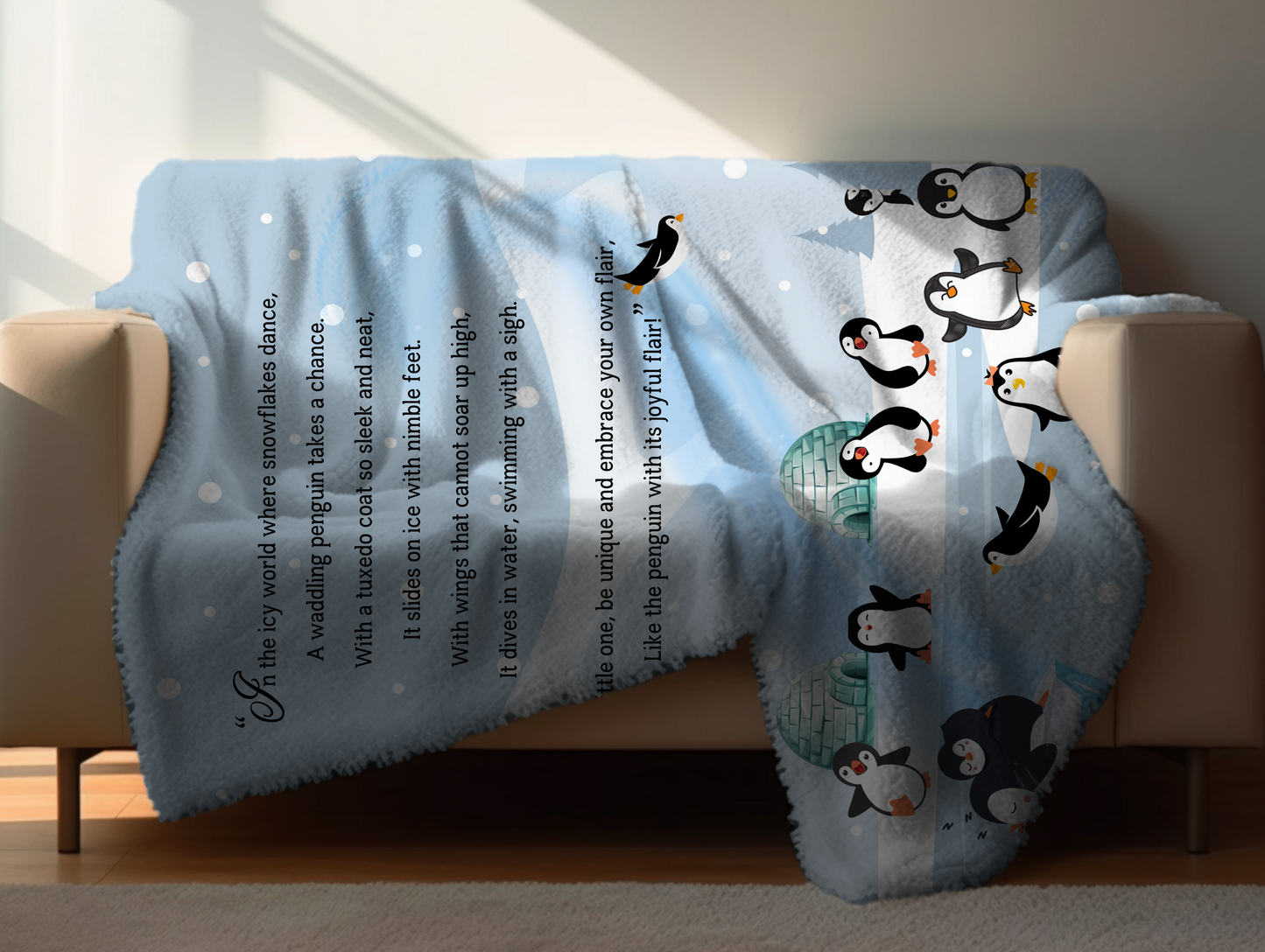 Introducing our adorable Penguin Minky Children's Blanket, the perfect Cuddle companion!