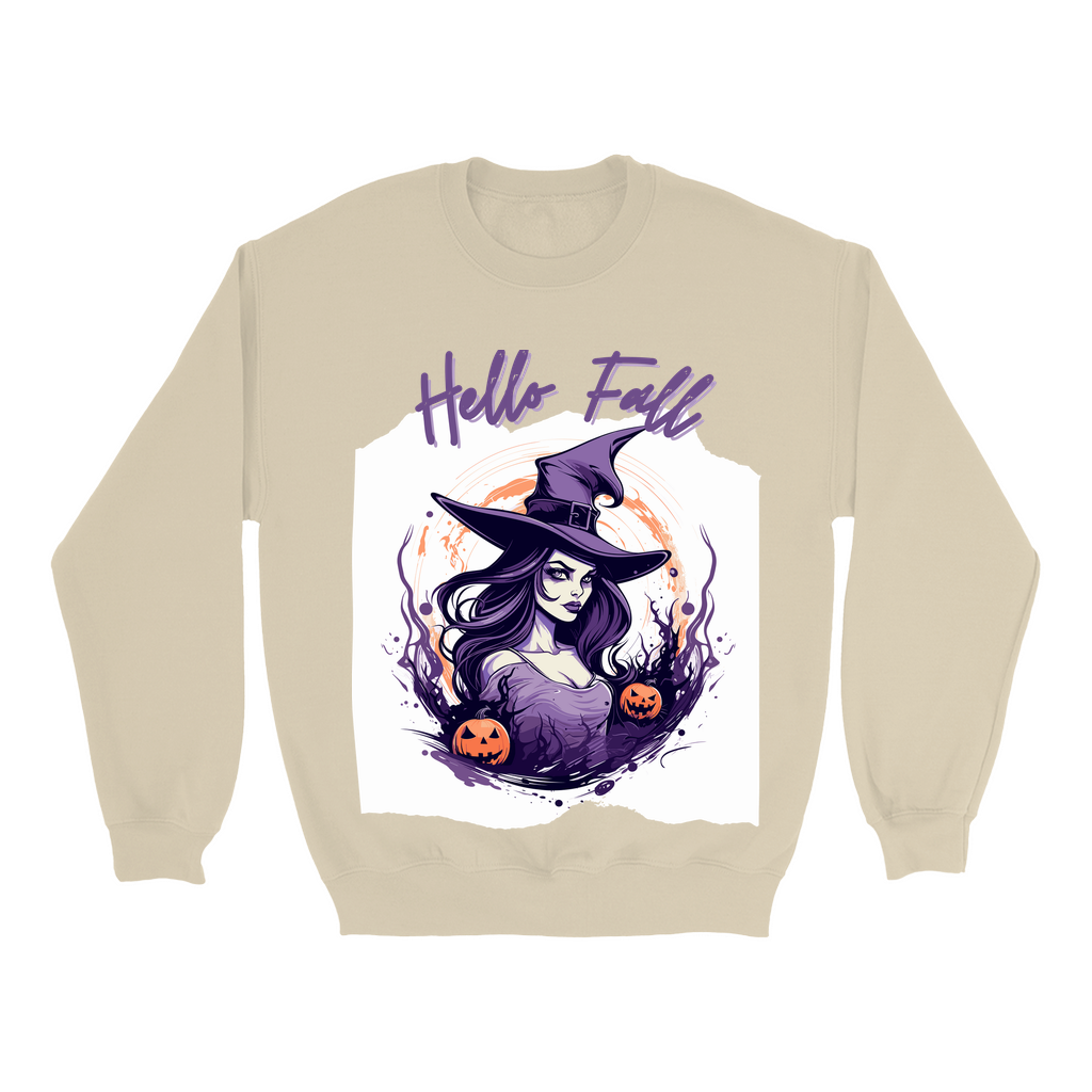Explore our bewitching collection of Halloween sweatshirts, showcasing the mysterious allure of a witch on the front.