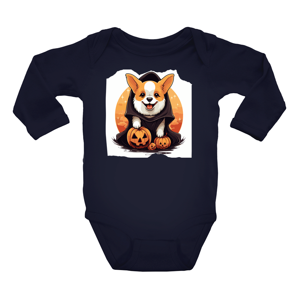 Infant Halloween Corgi Long Sleeve Onesie