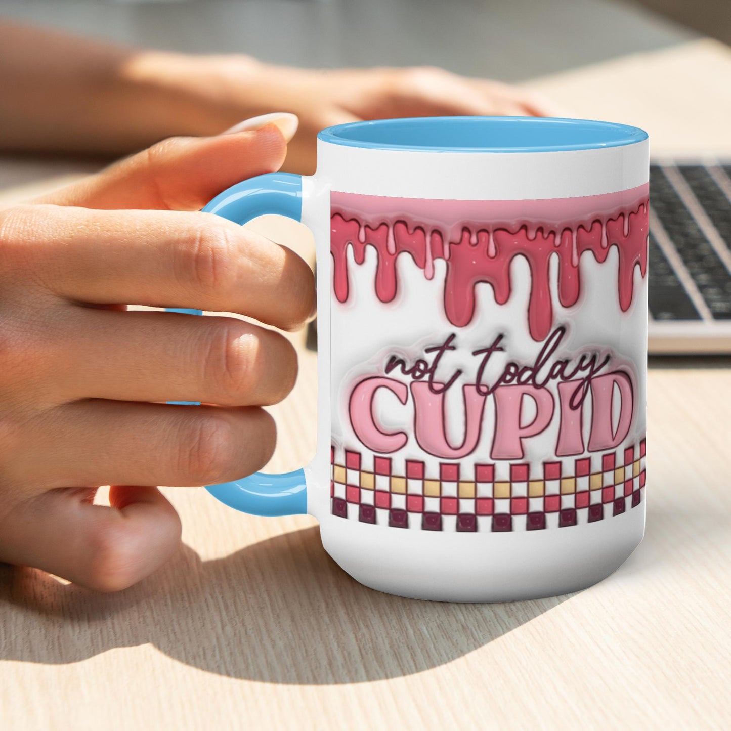 Love Unleashed: Not Today Cupid Valentine's Two-Tone Mugs - A Symphony of Colors on Glossy White Canvas, Sip Romance Daily!