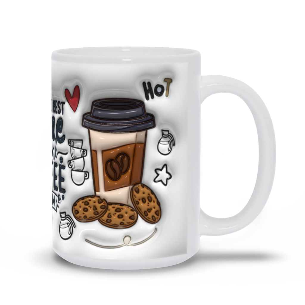 Puff of Joy: Whimsical Inflated Ceramic Mugs Collection - "The Best Time To Drink Coffee Is Now"