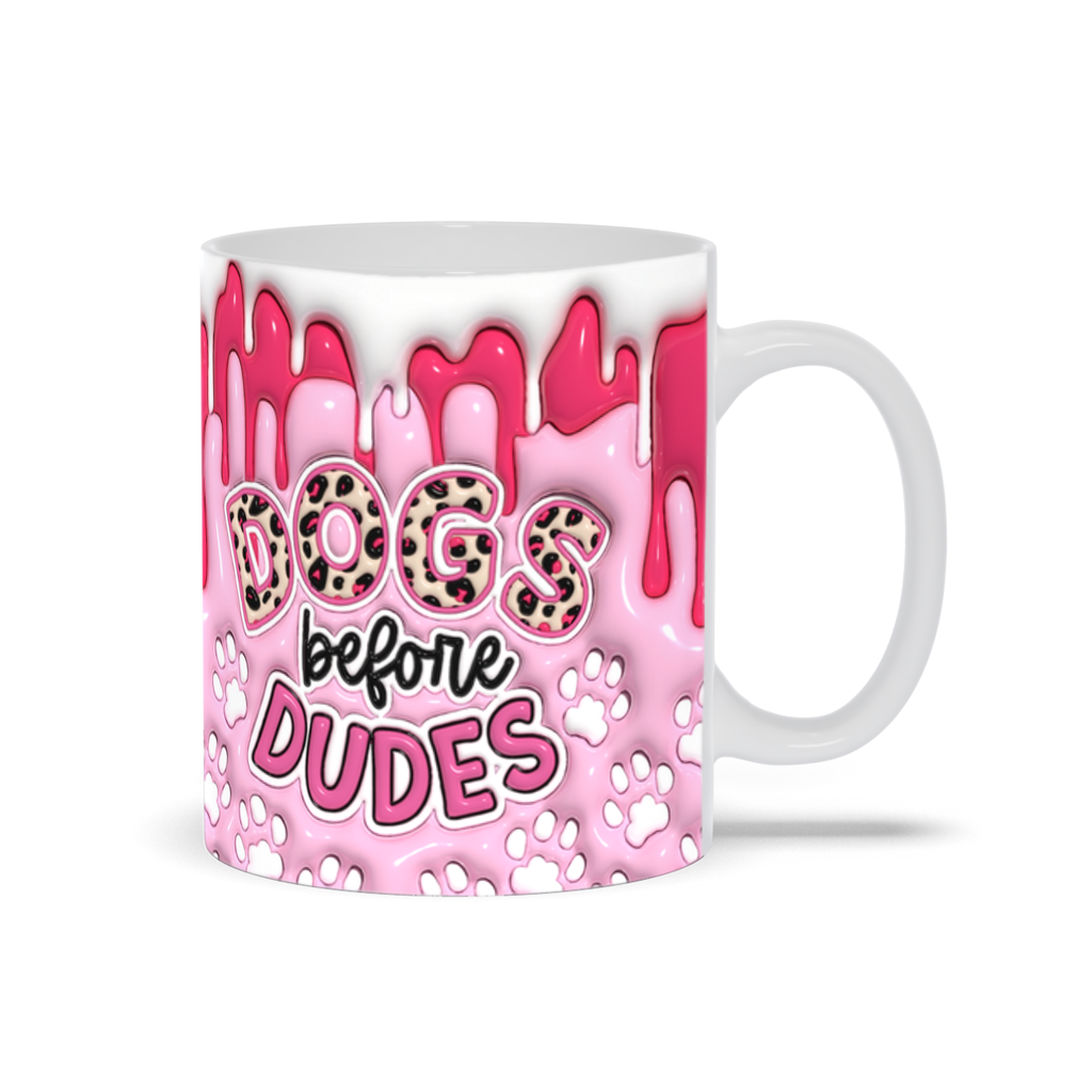 Paws & Love: Inflated Ceramic Mug Collection – “Dogs Before Dudes”.