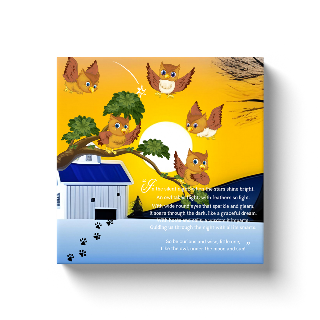 Whimsical Animal Rhyme Canvas Wraps: Colorful Stories for Kids' Spaces - Owls