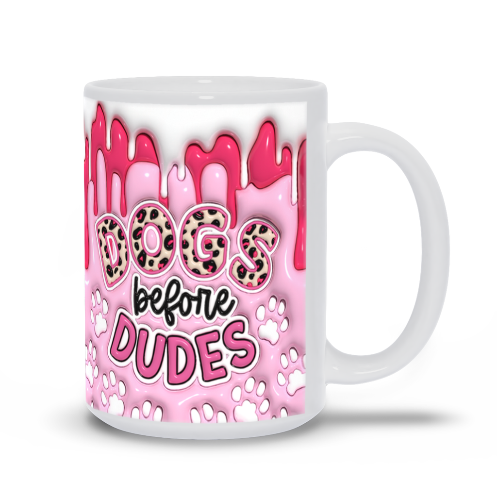 Paws & Love: Inflated Ceramic Mug Collection – “Dogs Before Dudes”.