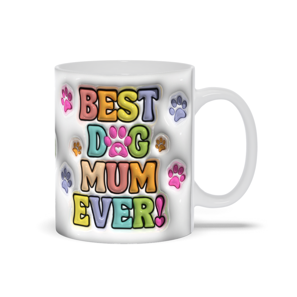 Paws & Love: Inflated Ceramic Mug Collection – “Best Dog Mum Ever”.