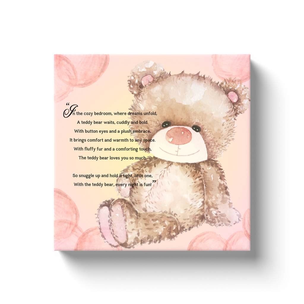 Whimsical Animal Rhyme Canvas Wraps: Colorful Stories for Kids' Spaces - Teddy Bear