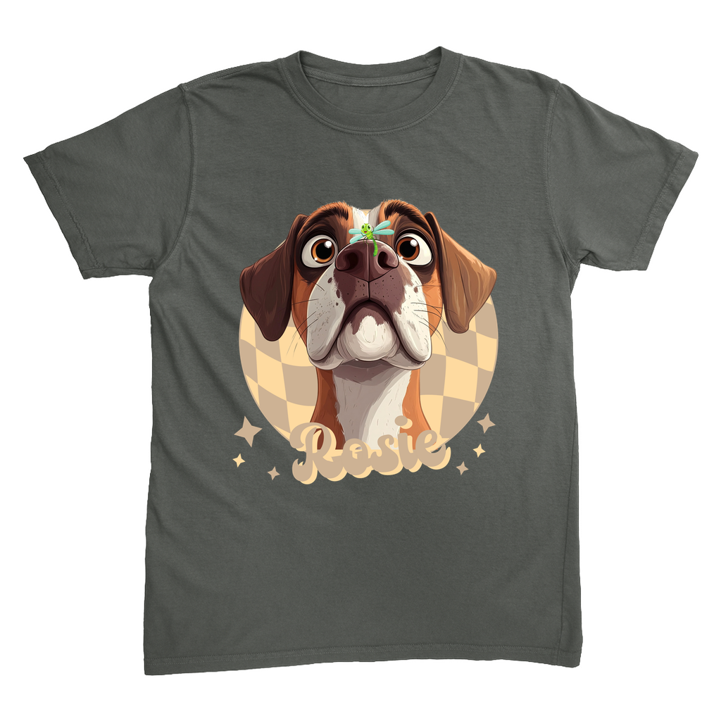 Comfort Colors 1717 Heavyweight Unisex T-Shirt - Whimsical Animal & Insect Portrait With FRONT IMAGE PLACEMENT, Dog Tee, Cat T-shirt.