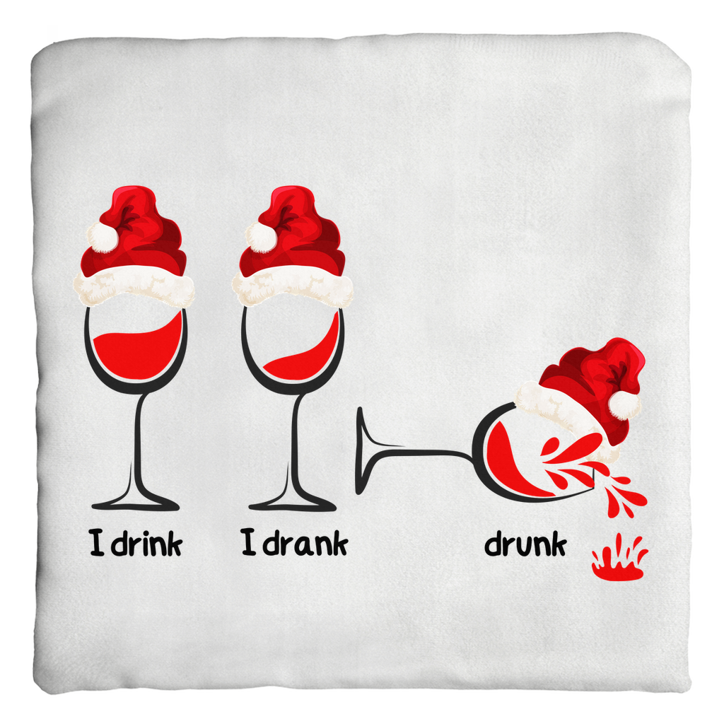 Toast to the Holidays with our Christmas Wine Glass Throw Pillows - Faux Suede, Multiple Sizes, Zippered or Cover Only.