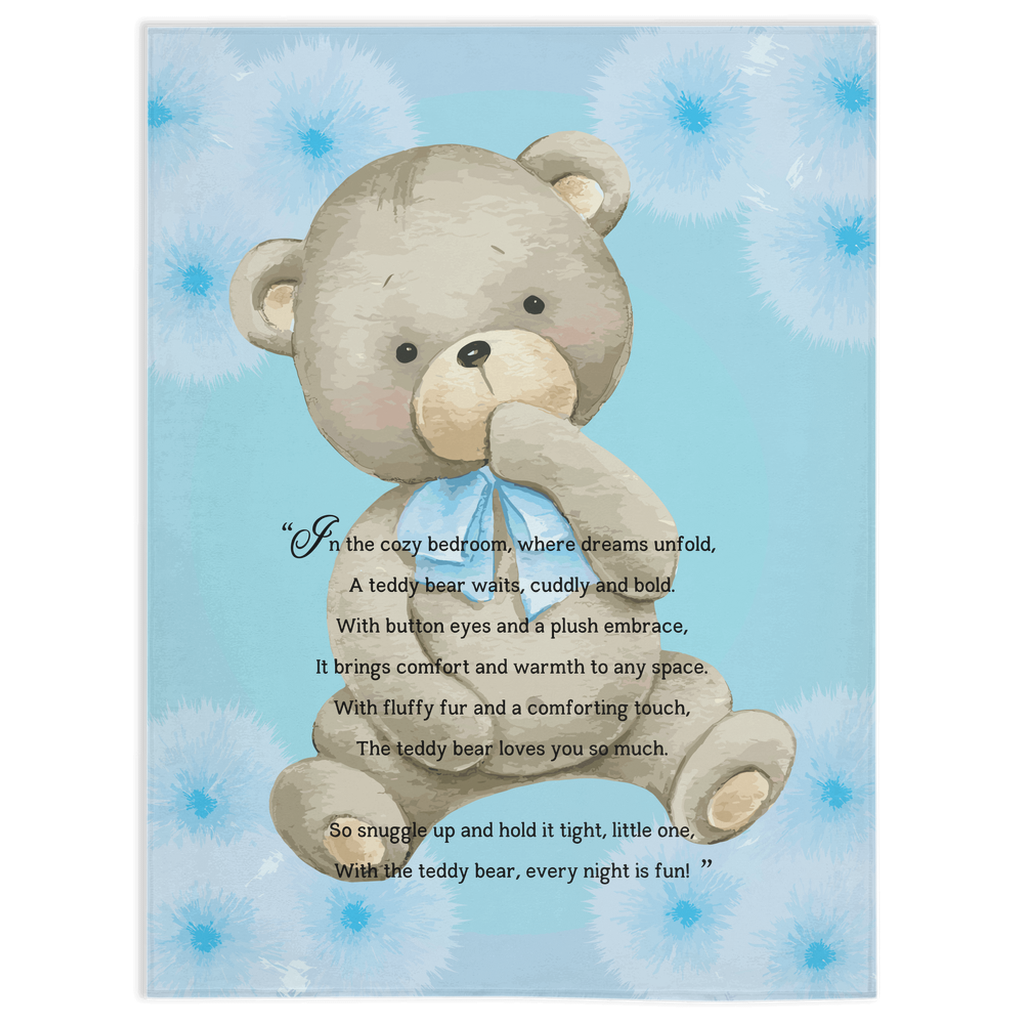 Introducing our adorable luxurious super soft Velveteen Children's Teddy Bear Blanket, the perfect Cuddle companion, Kid's Rhyme Blanket