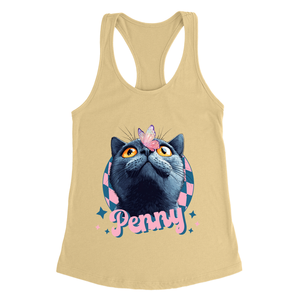 Next Level 1533 Women’s Racerback Tank Top – Whimsical Animal & Insect Portrait.