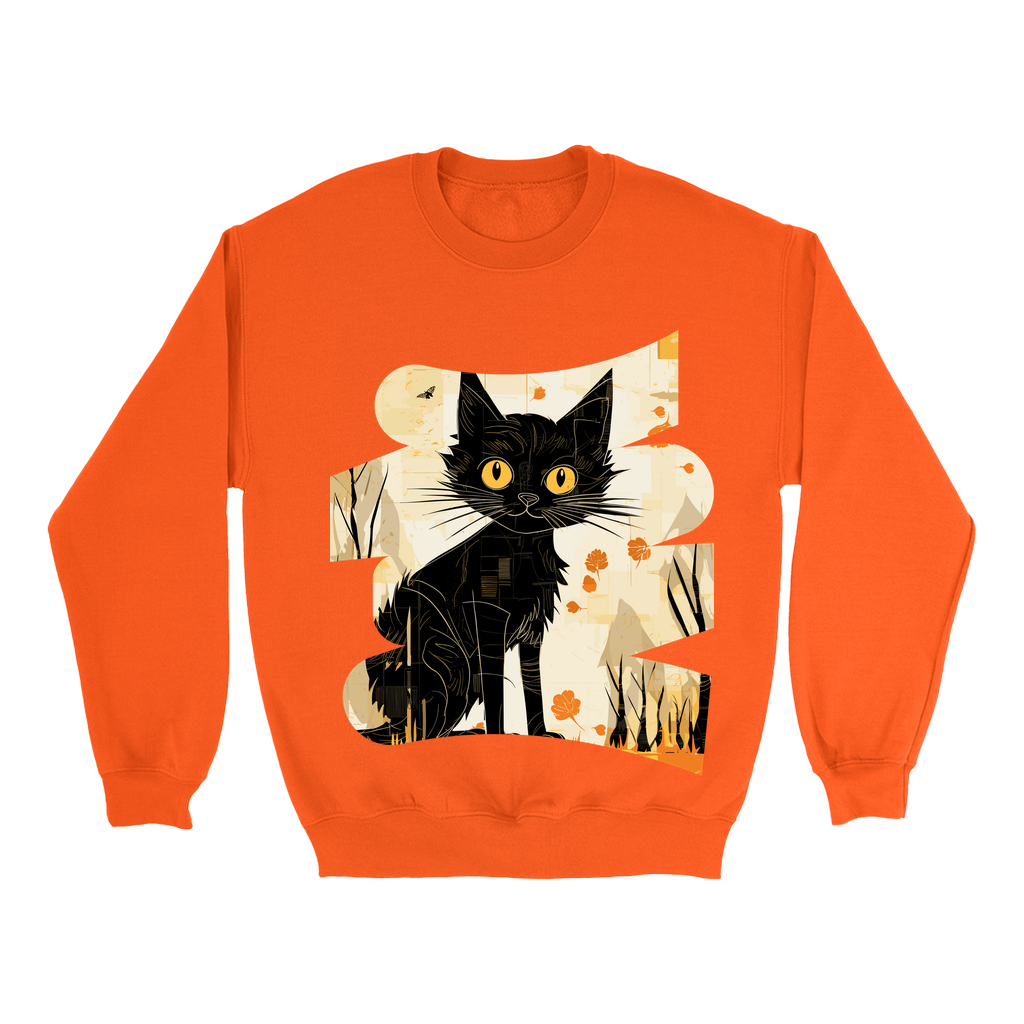 Explore our bewitching collection of Halloween sweatshirts, showcasing the mysterious allure of a black cat on the front.Sh